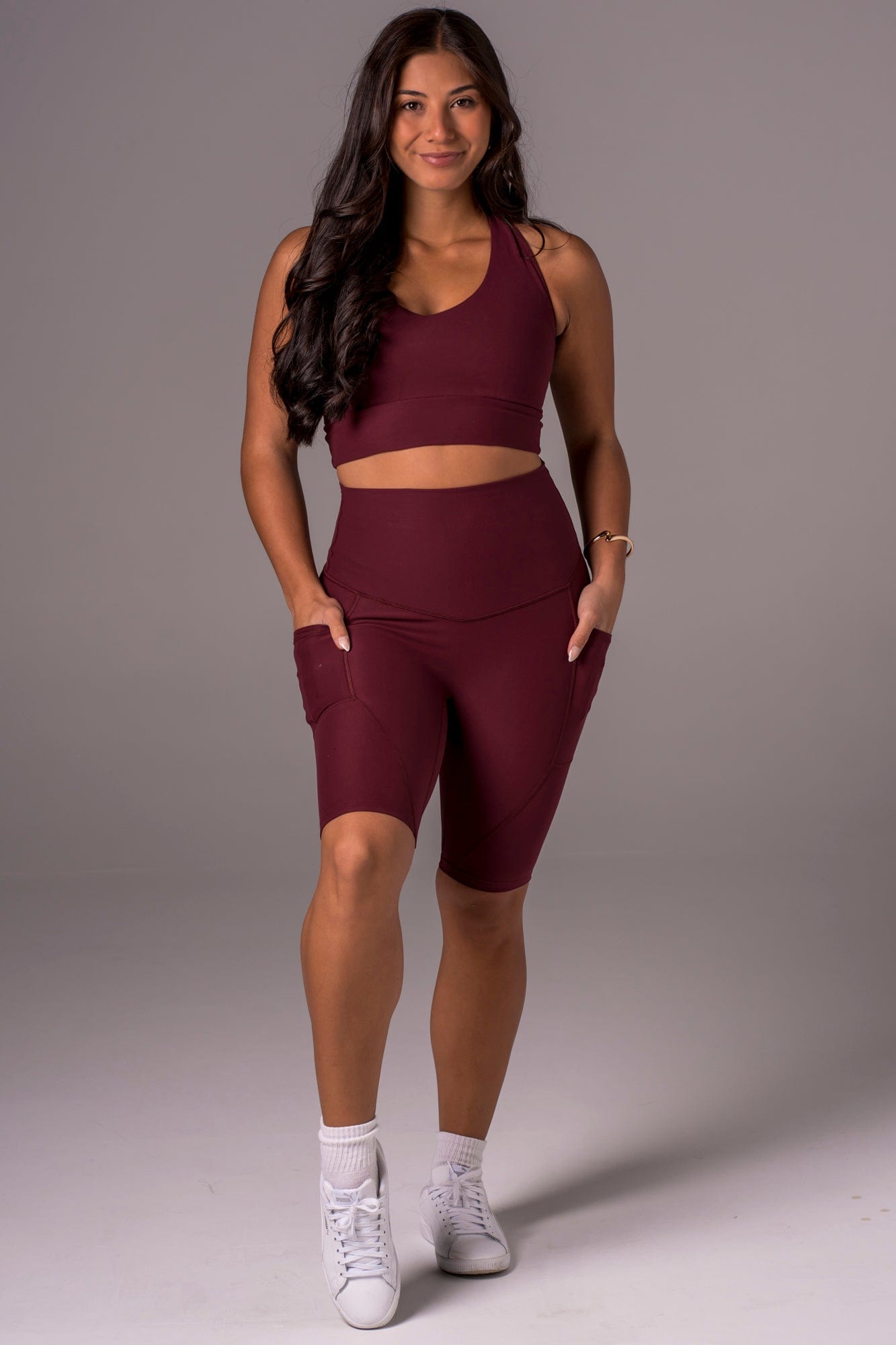 Cherry Cola Dynamic High Waisted Pocket Shaper Bike Shorts