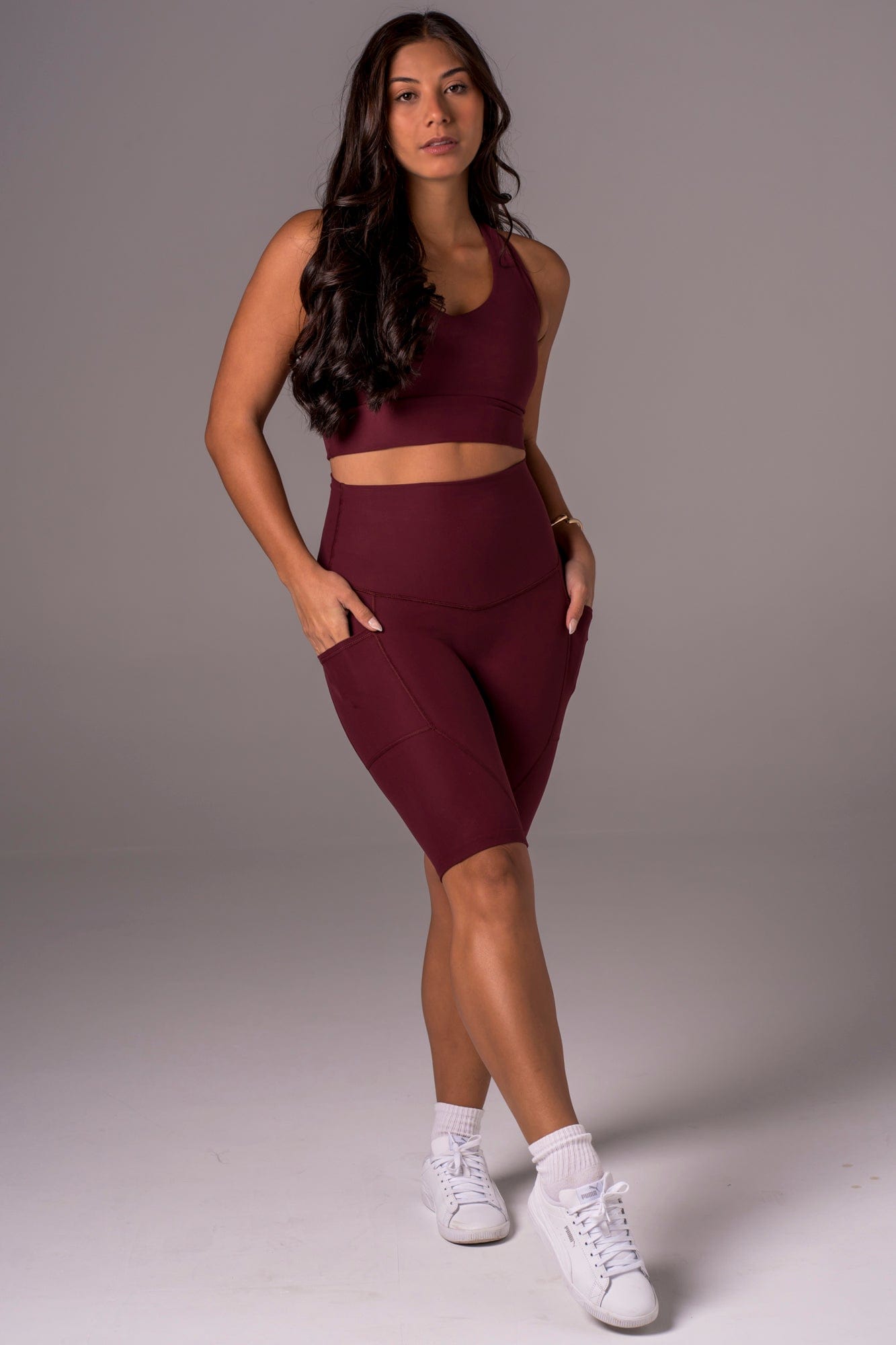 Cherry Cola Dynamic High Waisted Pocket Shaper Bike Shorts