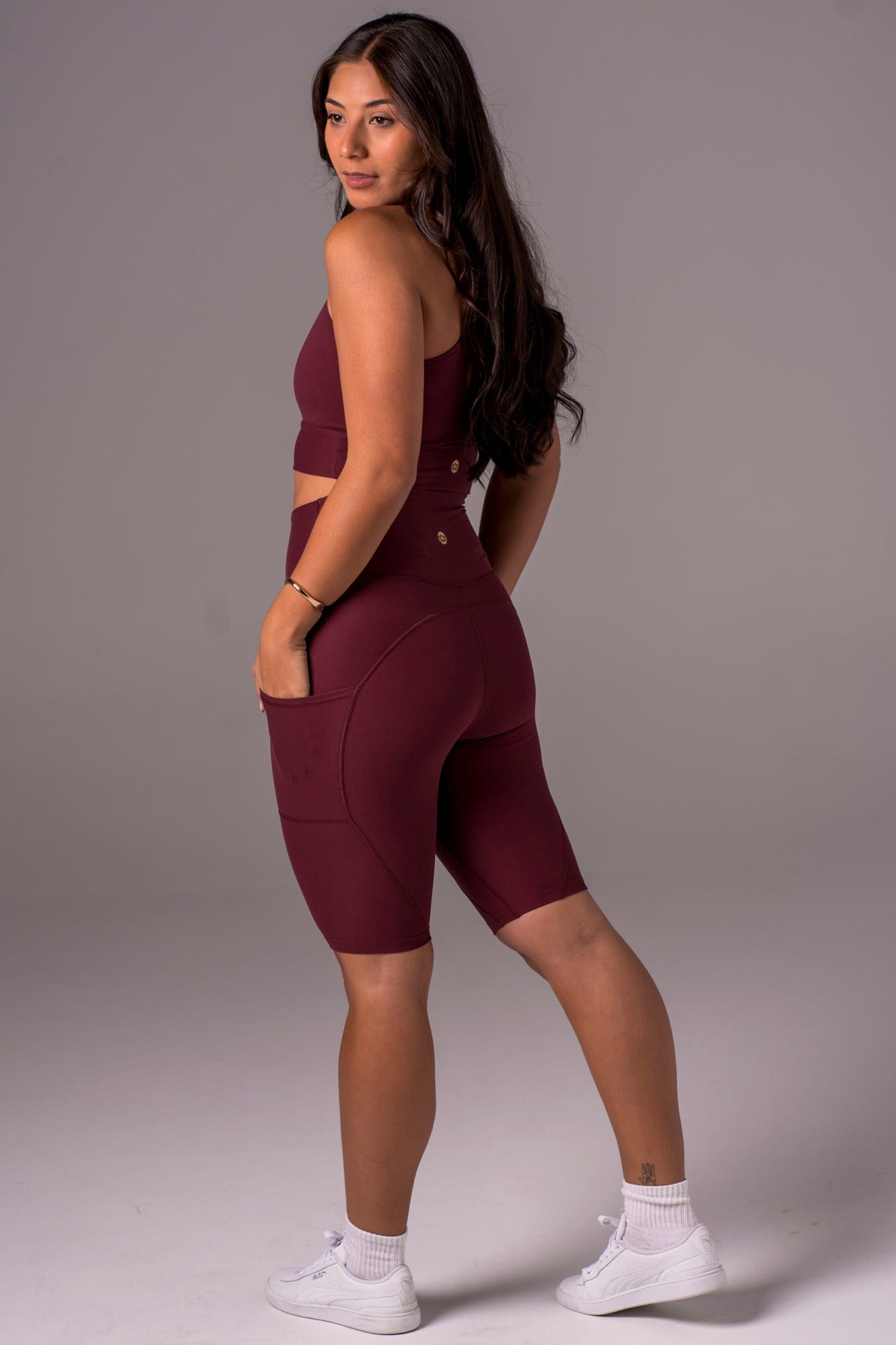 Cherry Cola Dynamic High Waisted Pocket Shaper Bike Shorts