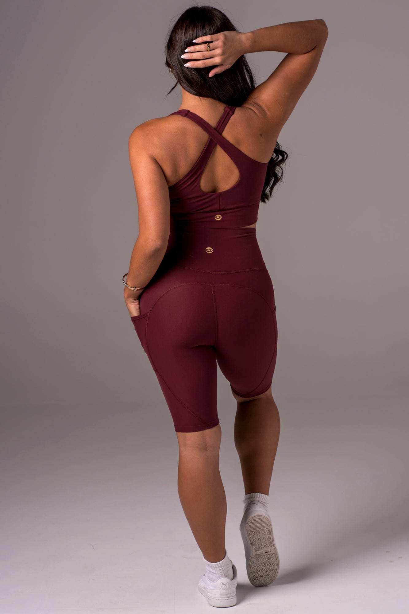 Cherry Cola Dynamic High Waisted Pocket Shaper Bike Shorts