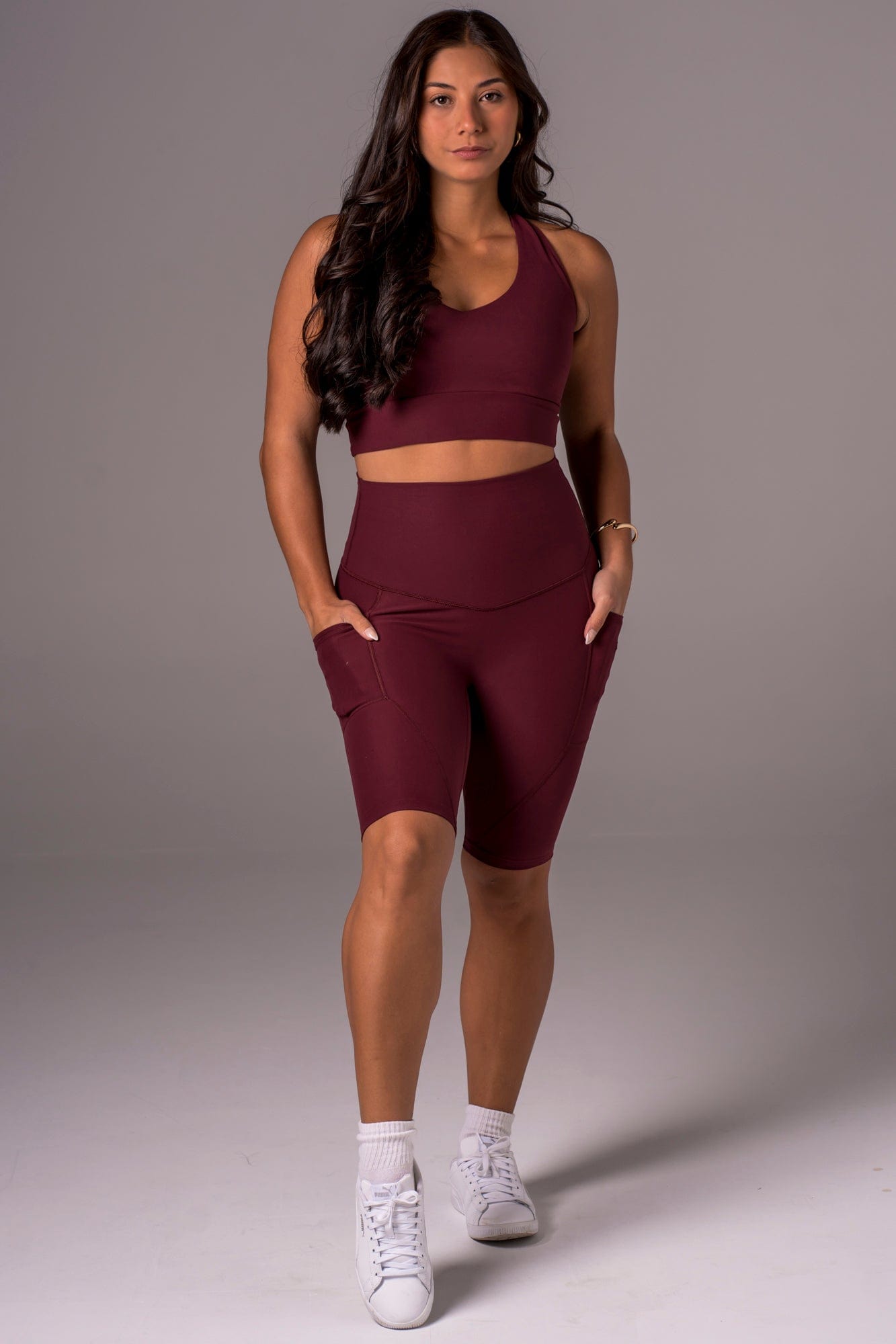 Cherry Cola Dynamic High Waisted Pocket Shaper Bike Shorts