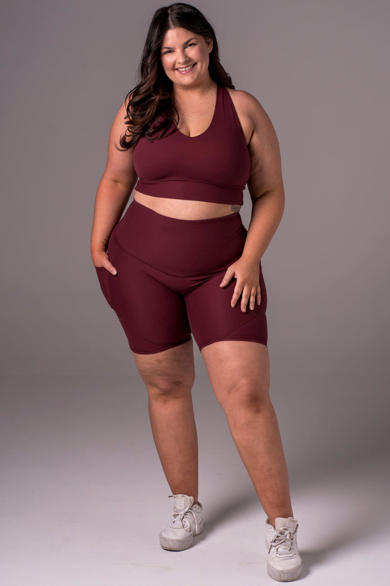 Cherry Cola Dynamic High Waisted Pocket Shaper Booty Shorts
