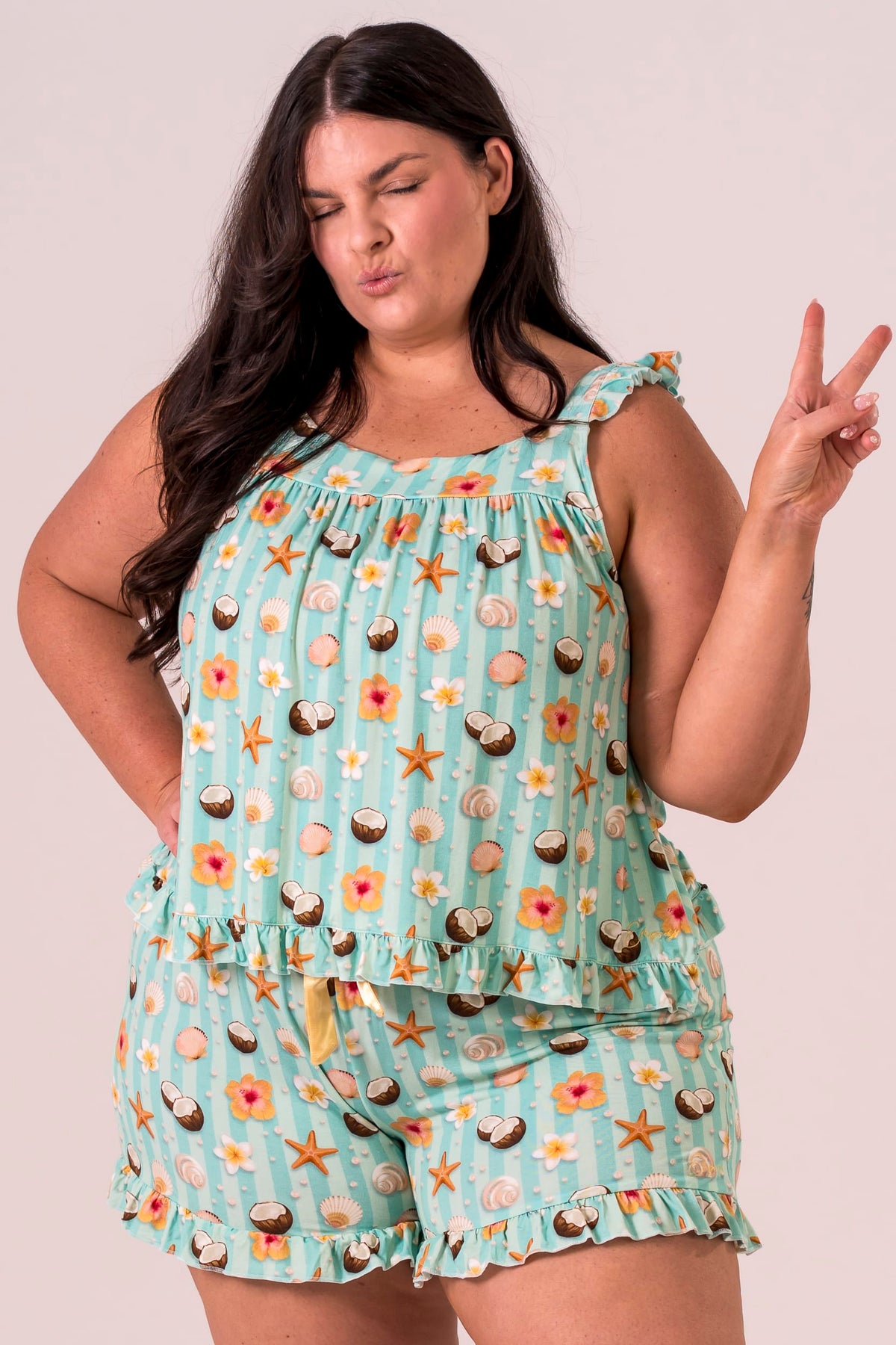 Endless Summer Bamboo Frill Pyjama Shirt