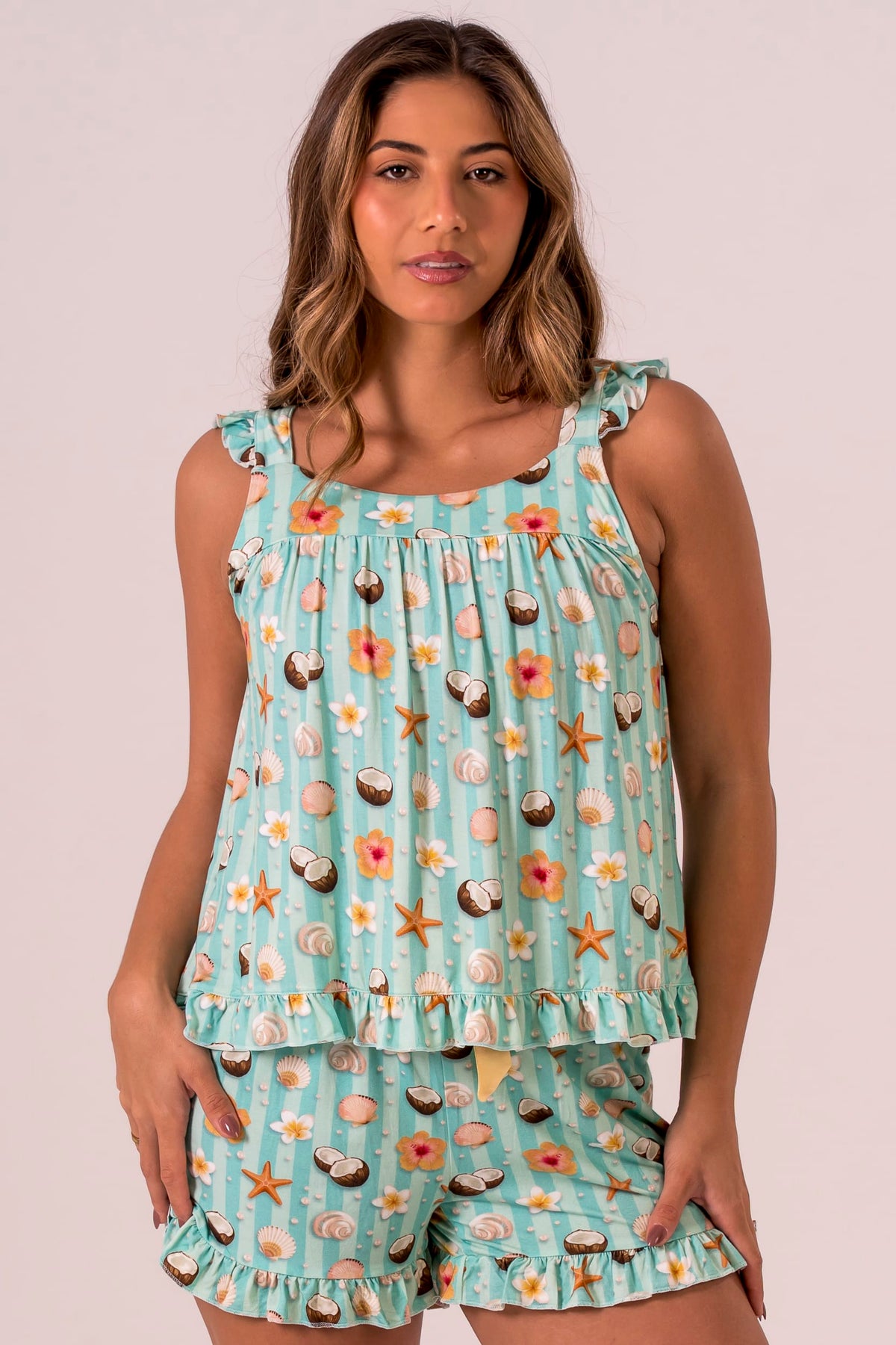 Endless Summer Bamboo Frill Pyjama Shirt
