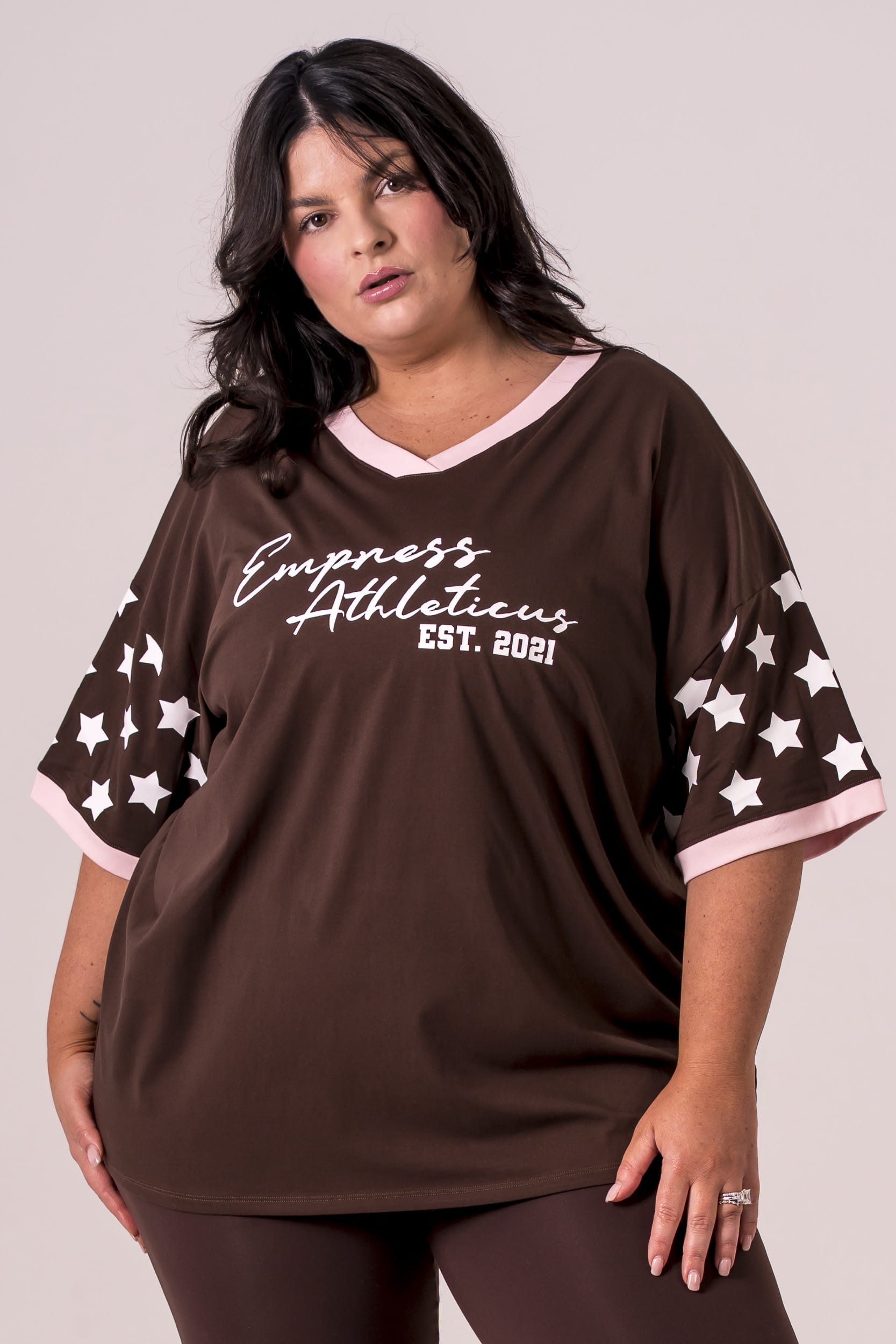 Espresso Club V Neck Oversized T-Shirt