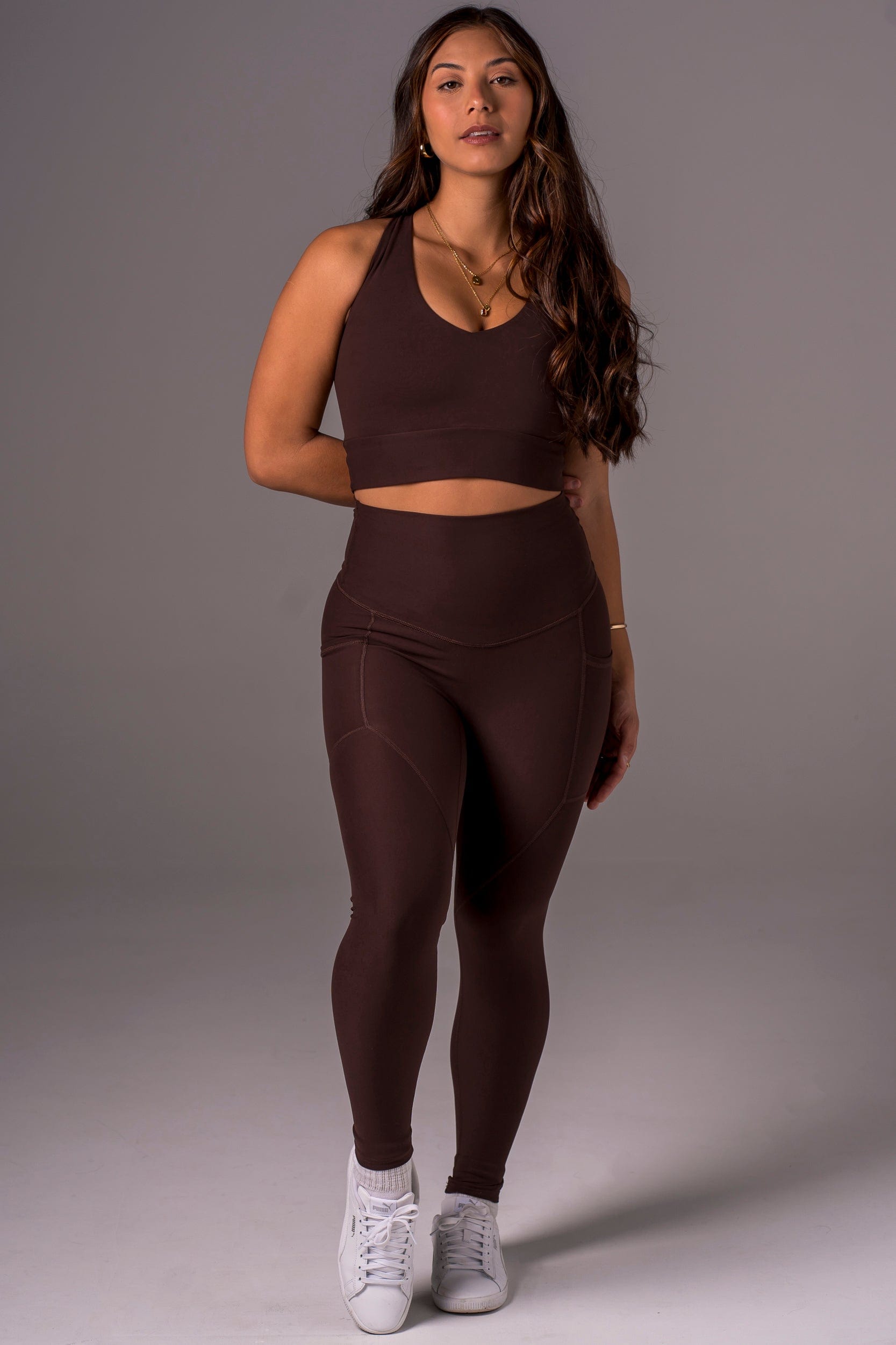 Espresso Dynamic High Waisted Pocket Shaper Ankle Biter Leggings
