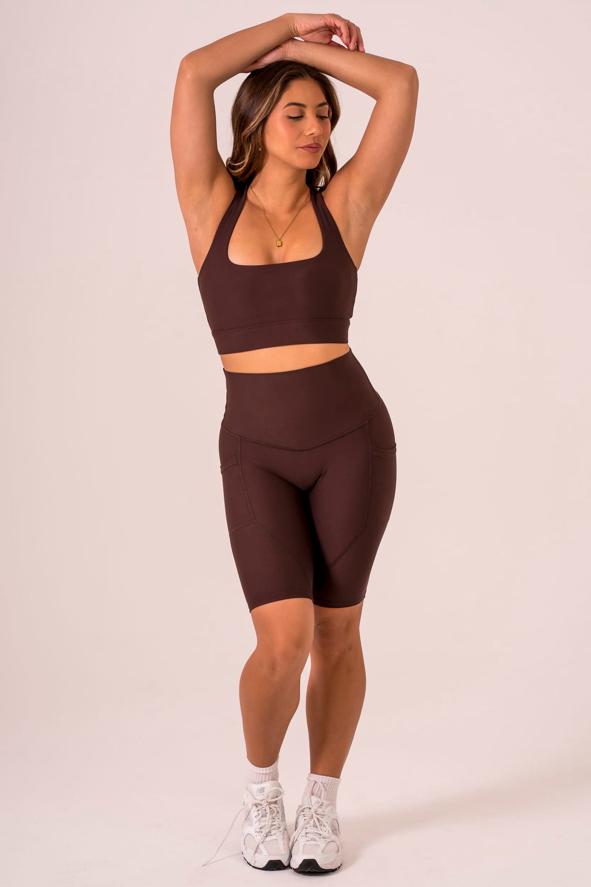 Espresso Dynamic High Waisted Pocket Shaper Bike Shorts