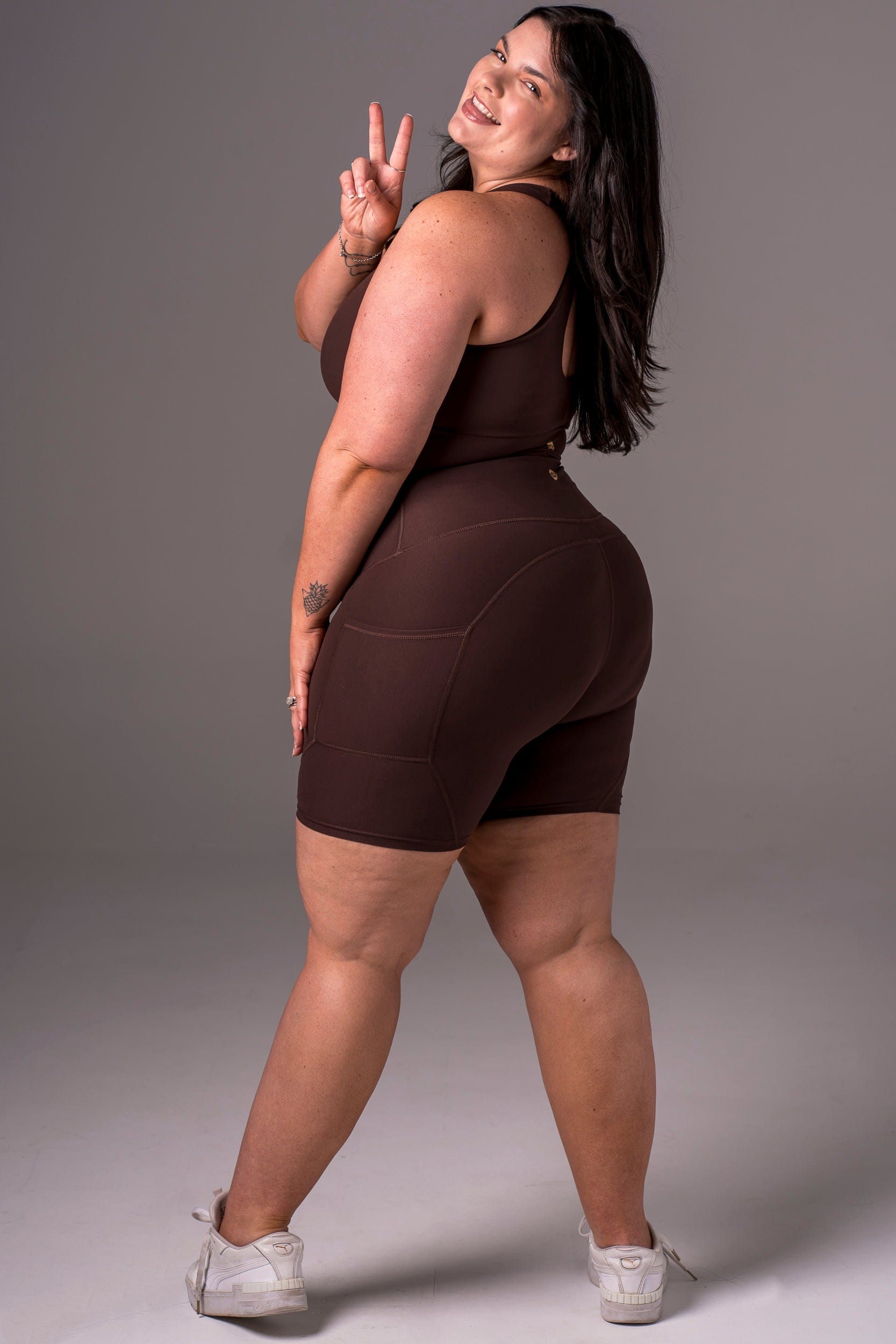 Espresso Dynamic High Waisted Pocket Shaper Booty Shorts