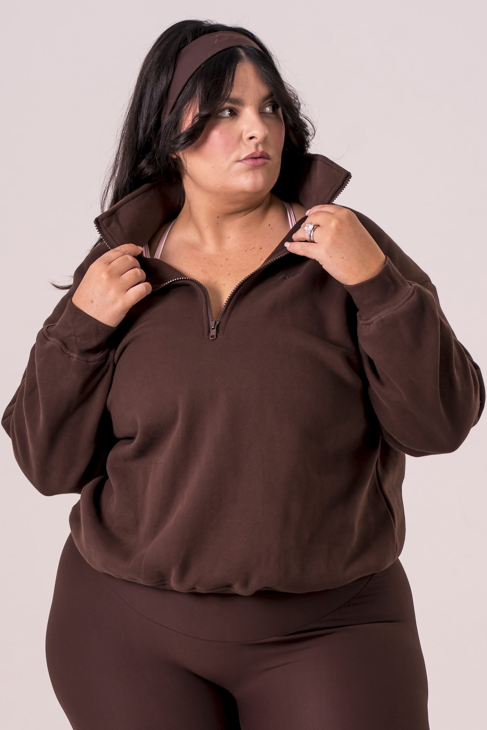 Espresso Quarter Zip Sweater