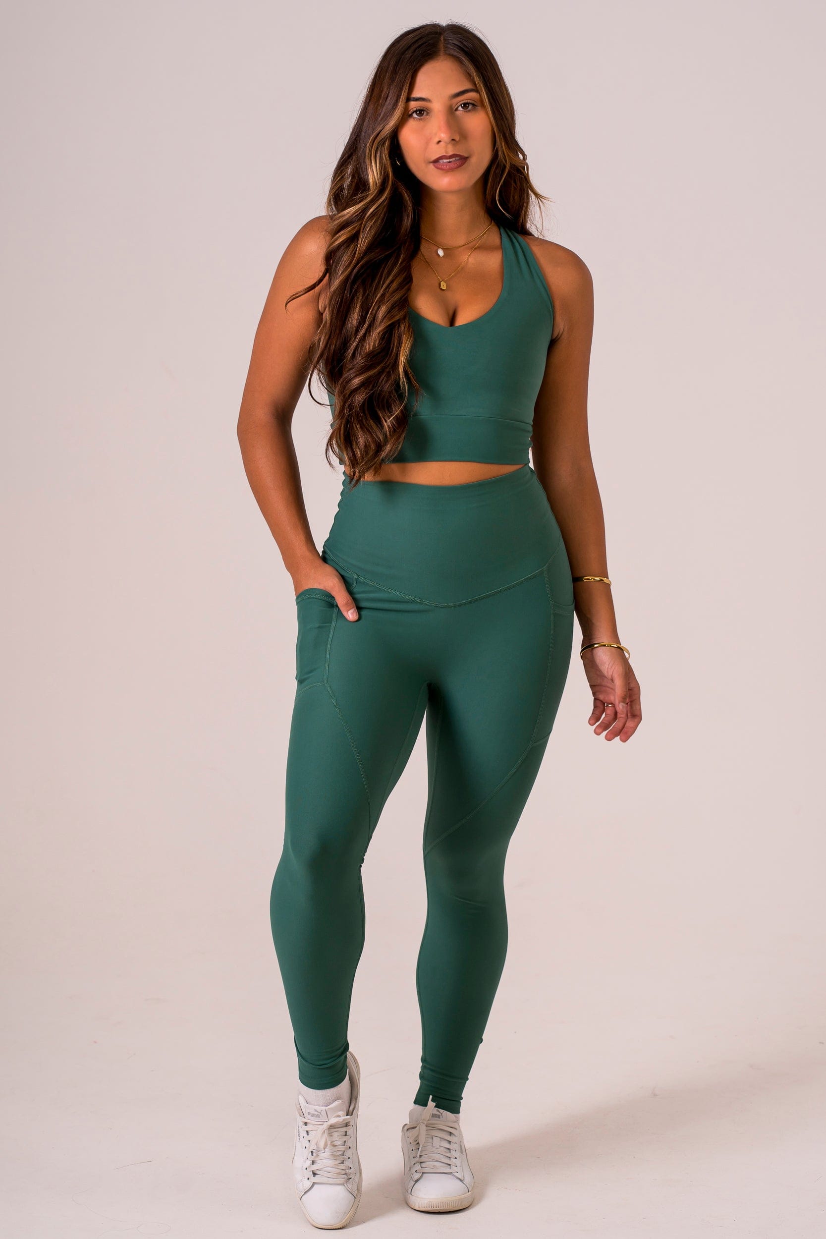 Forest Dynamic High Waisted Pocket Shaper Ankle Biter Leggings