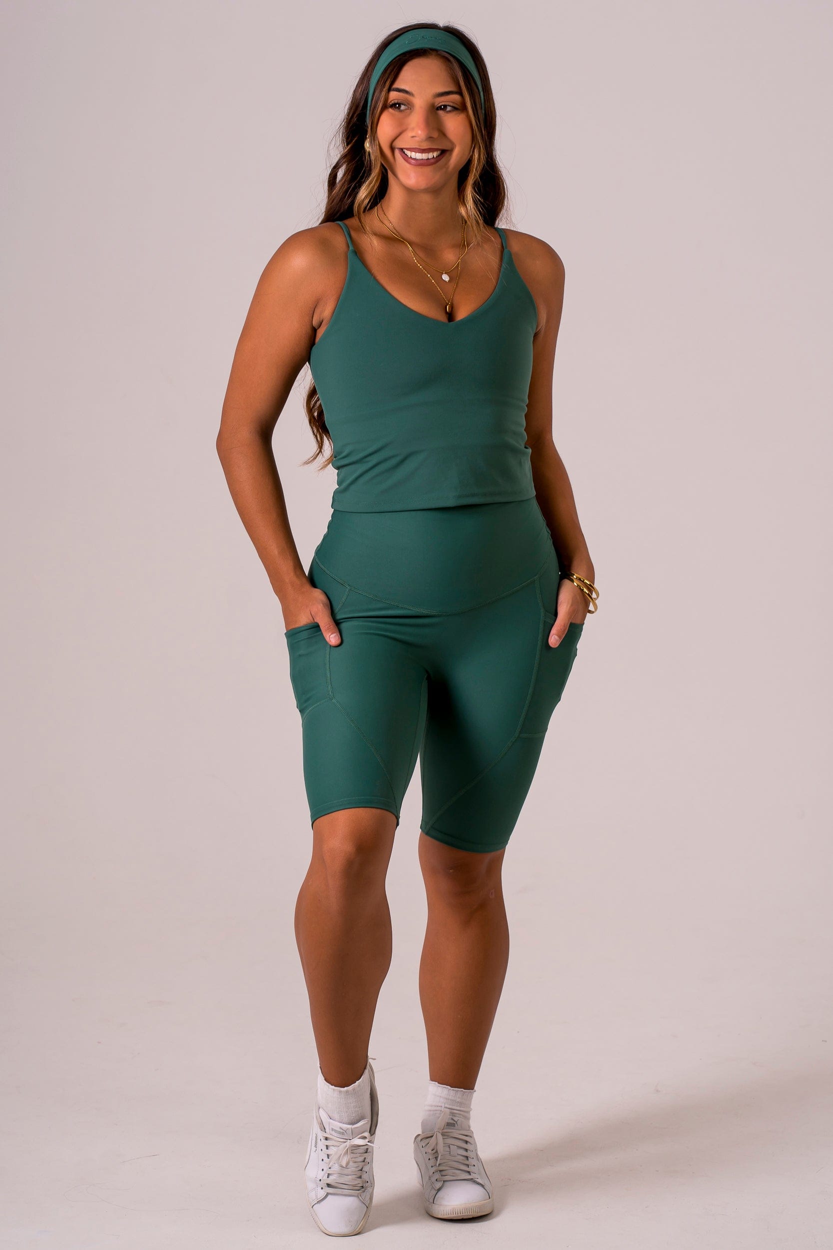 Forest Dynamic High Waisted Pocket Shaper Bike Shorts