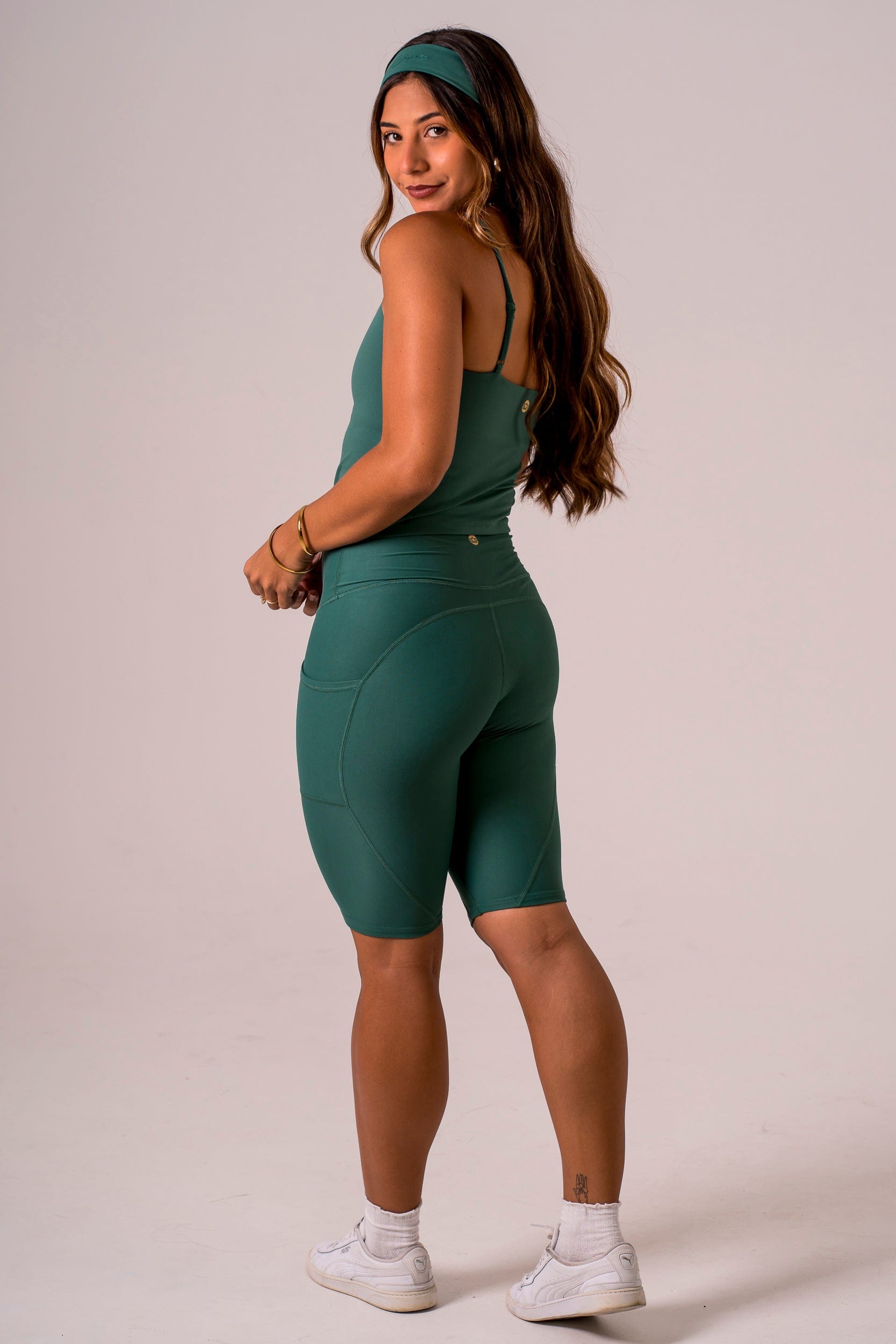 Forest Dynamic High Waisted Pocket Shaper Bike Shorts