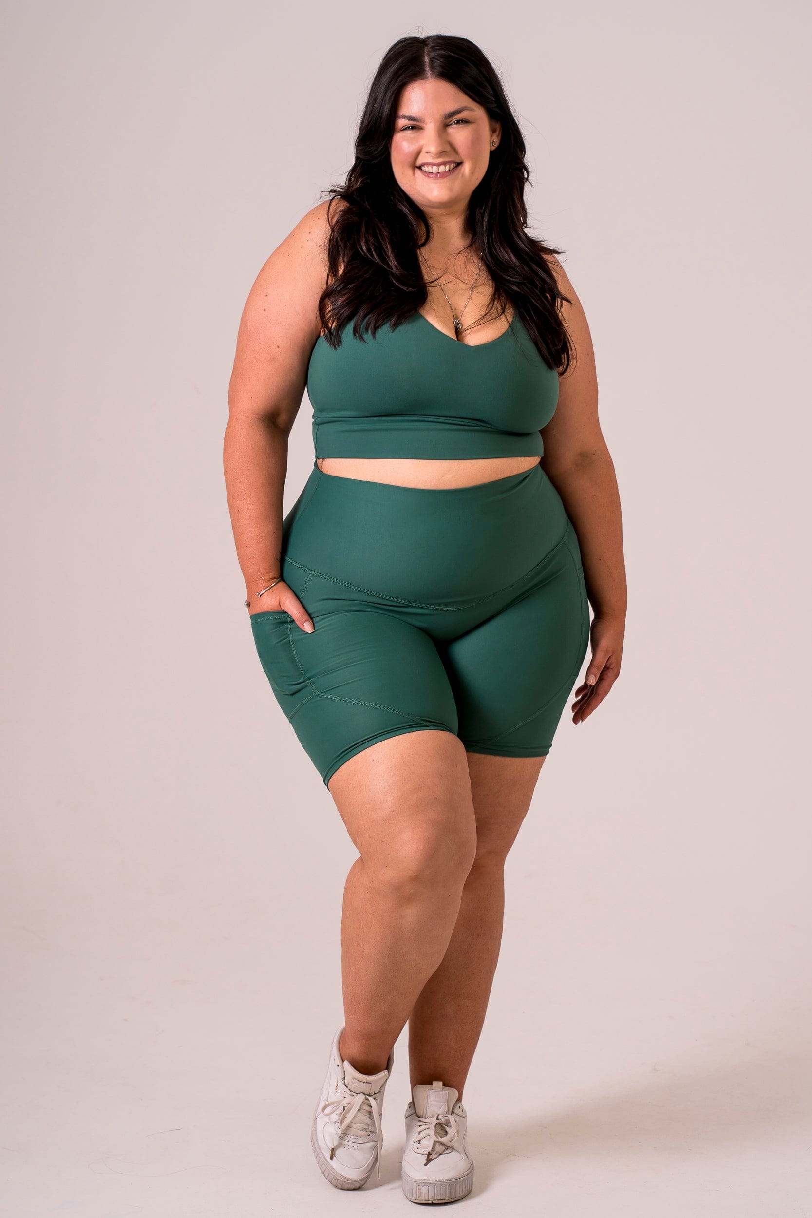 Forest Dynamic High Waisted Pocket Shaper Booty Shorts