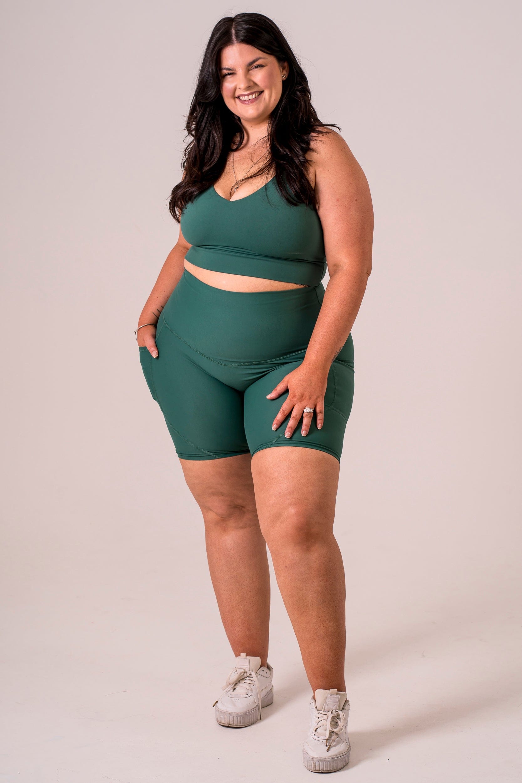 Forest Dynamic High Waisted Pocket Shaper Booty Shorts