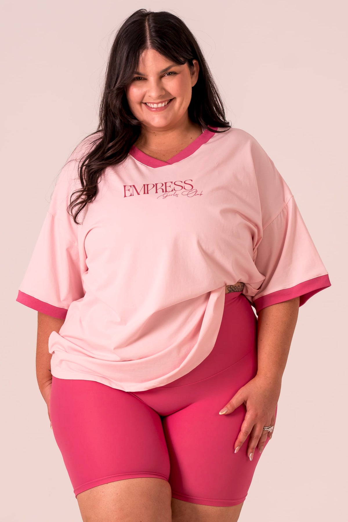 Girls Club V Neck Oversized T-Shirt