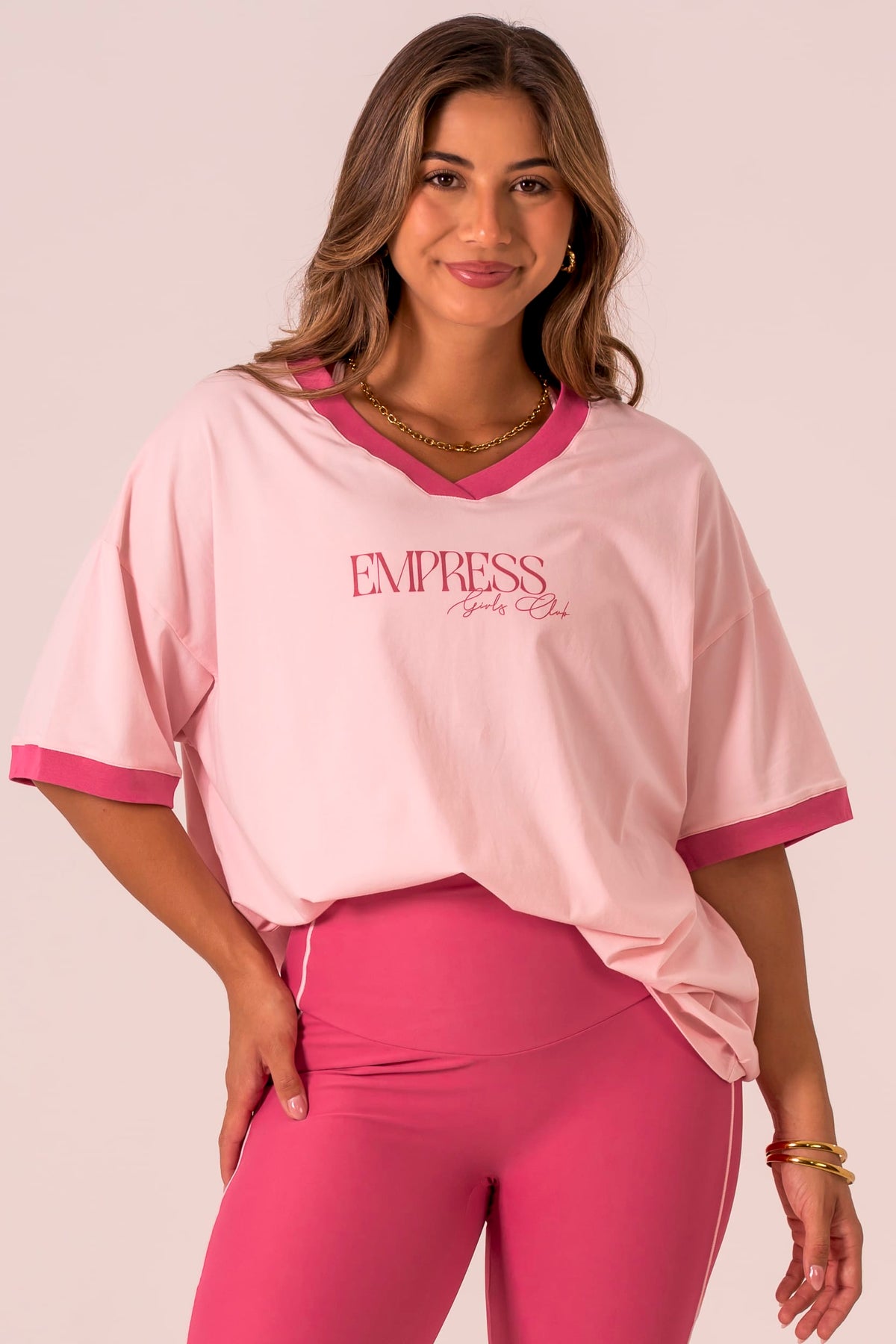 Girls Club V Neck Oversized T-Shirt