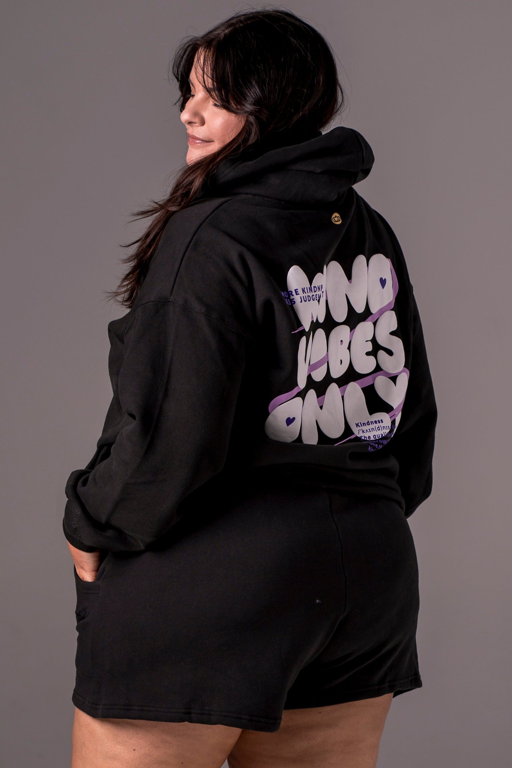 Kind Vibes Only Black Hoodie - Purple