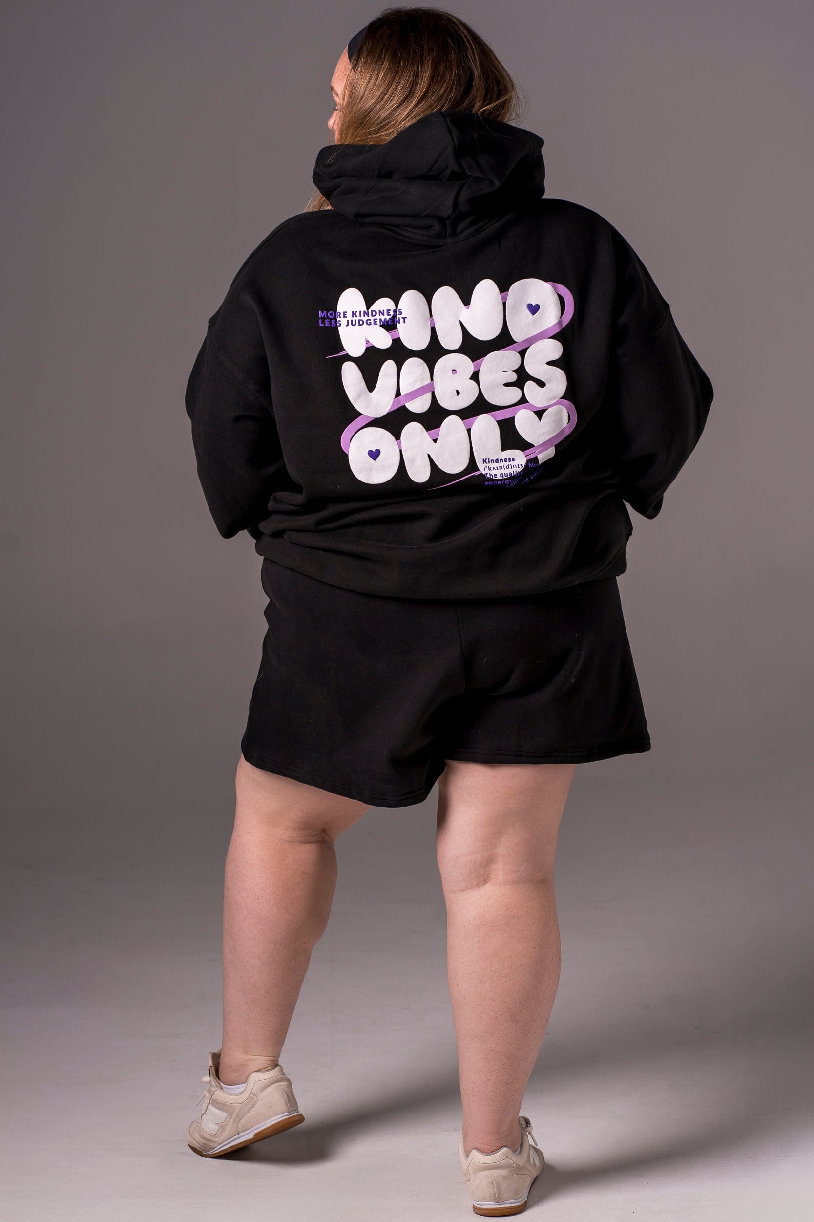 Kind Vibes Only Black Hoodie - Purple