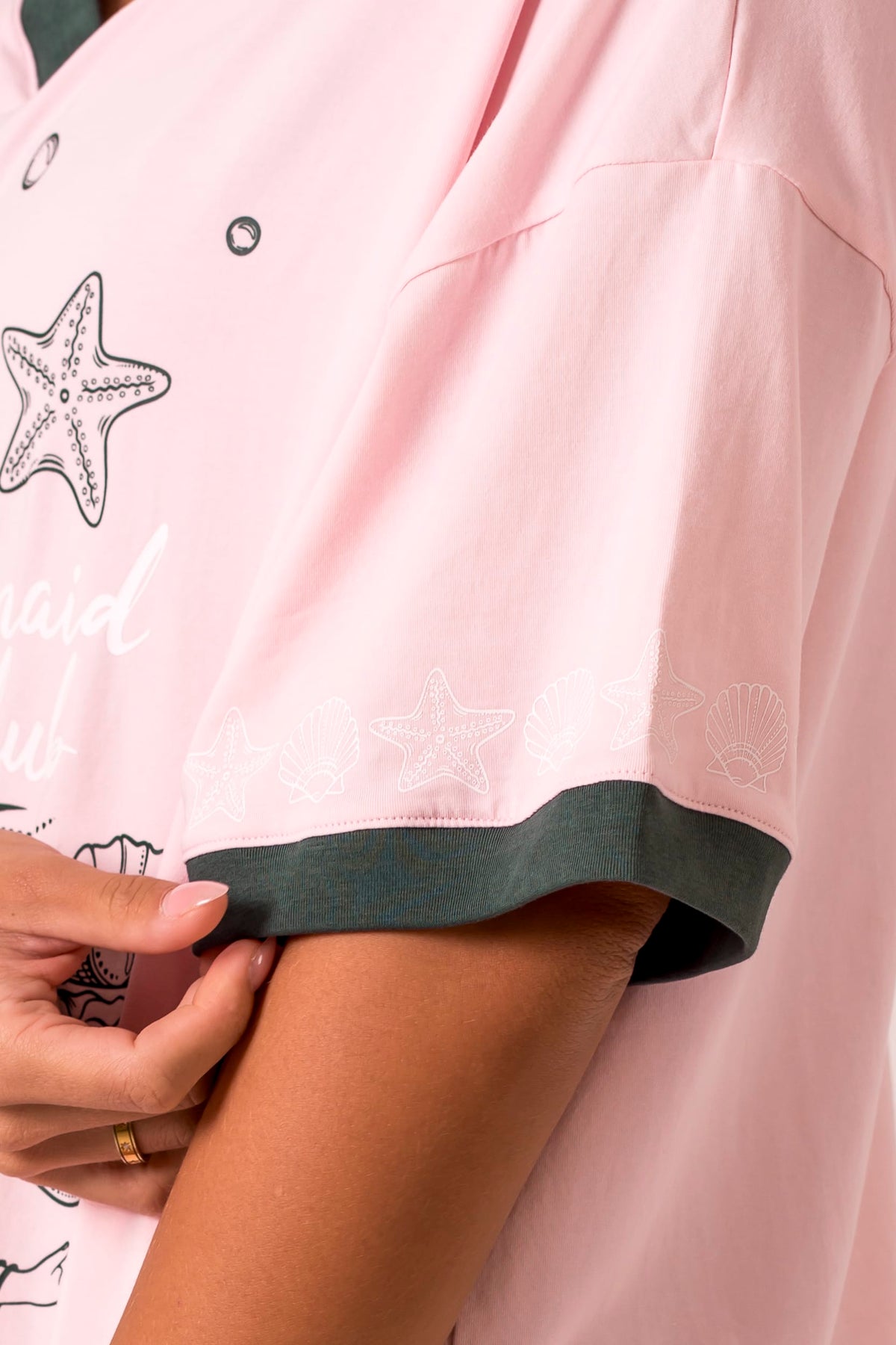 Mermaid Club V Neck Oversized T-Shirt