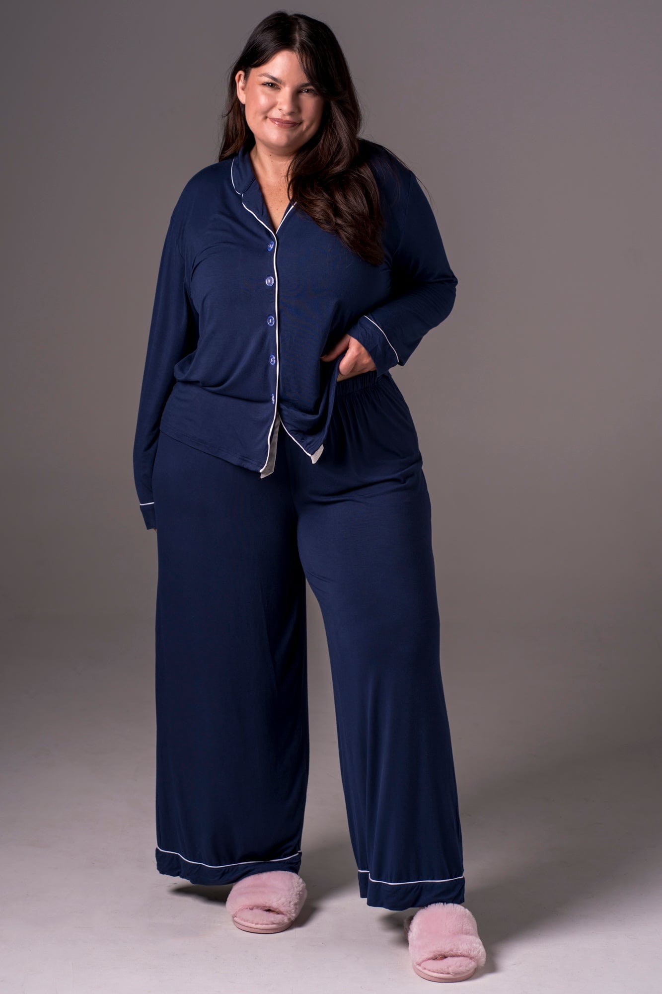 Navy Bamboo Pyjama Long Set