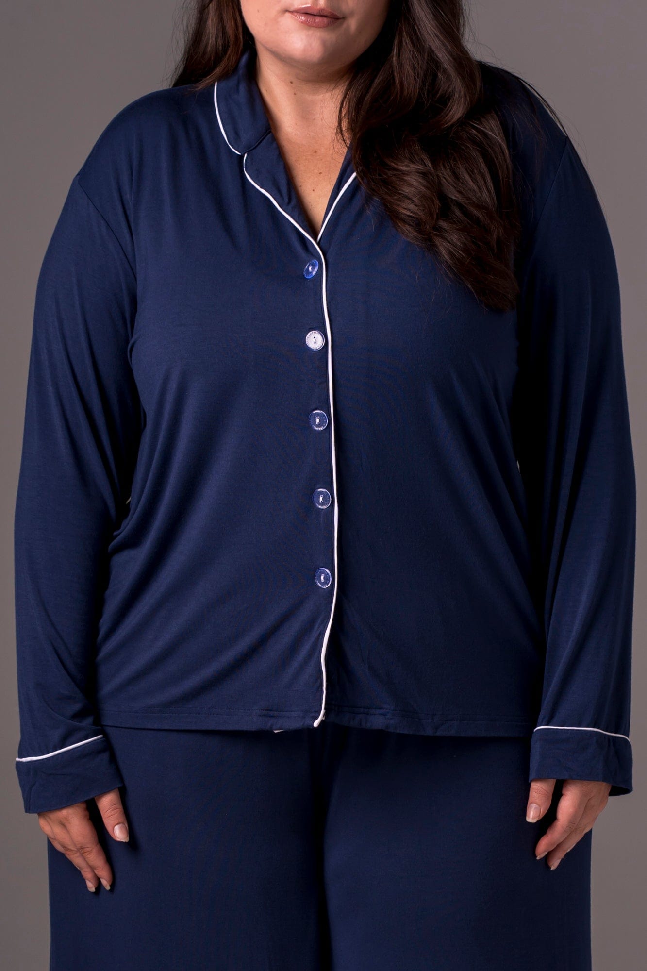 Navy Bamboo Pyjama Long Set