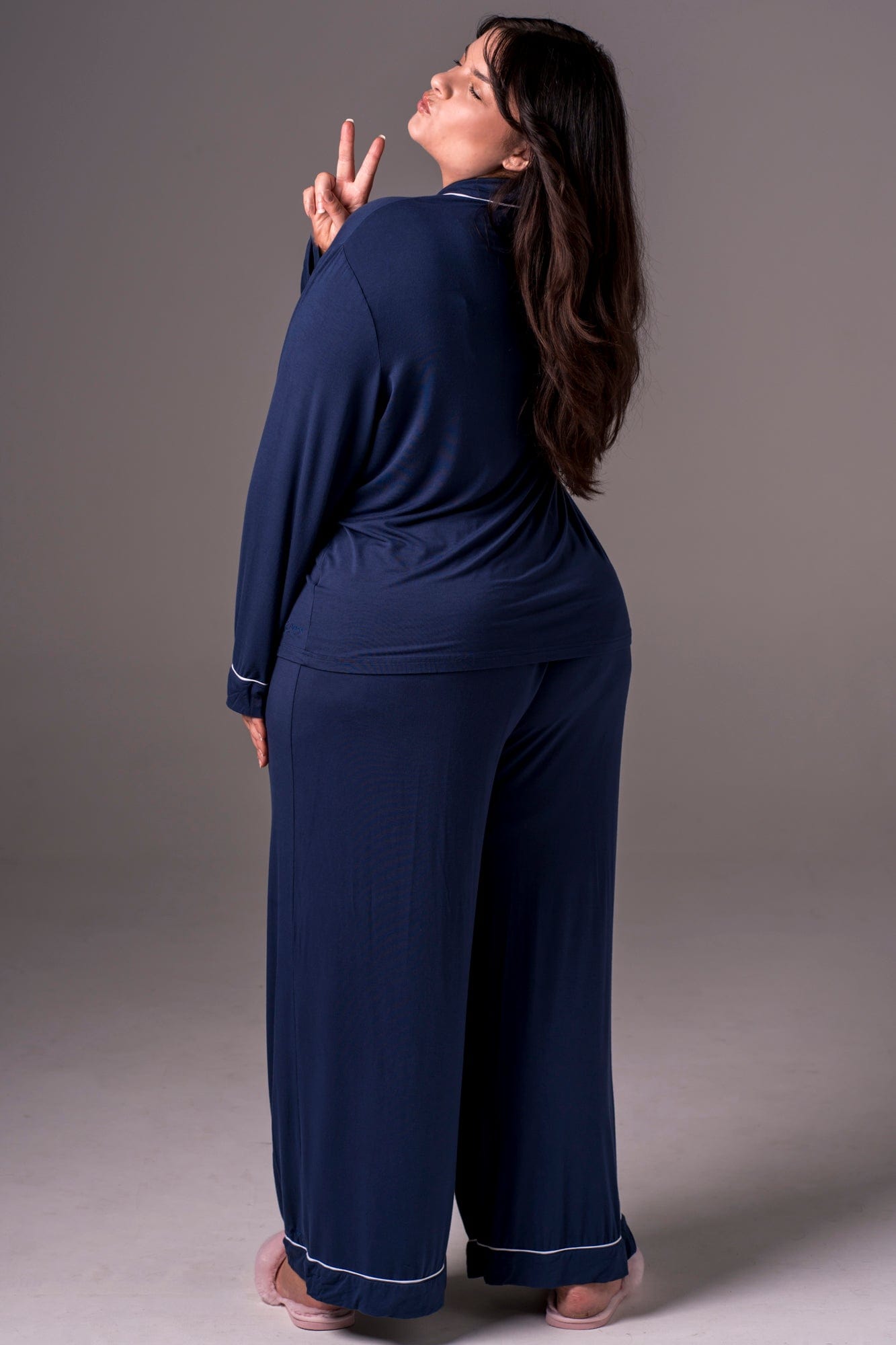 Navy Bamboo Pyjama Long Set