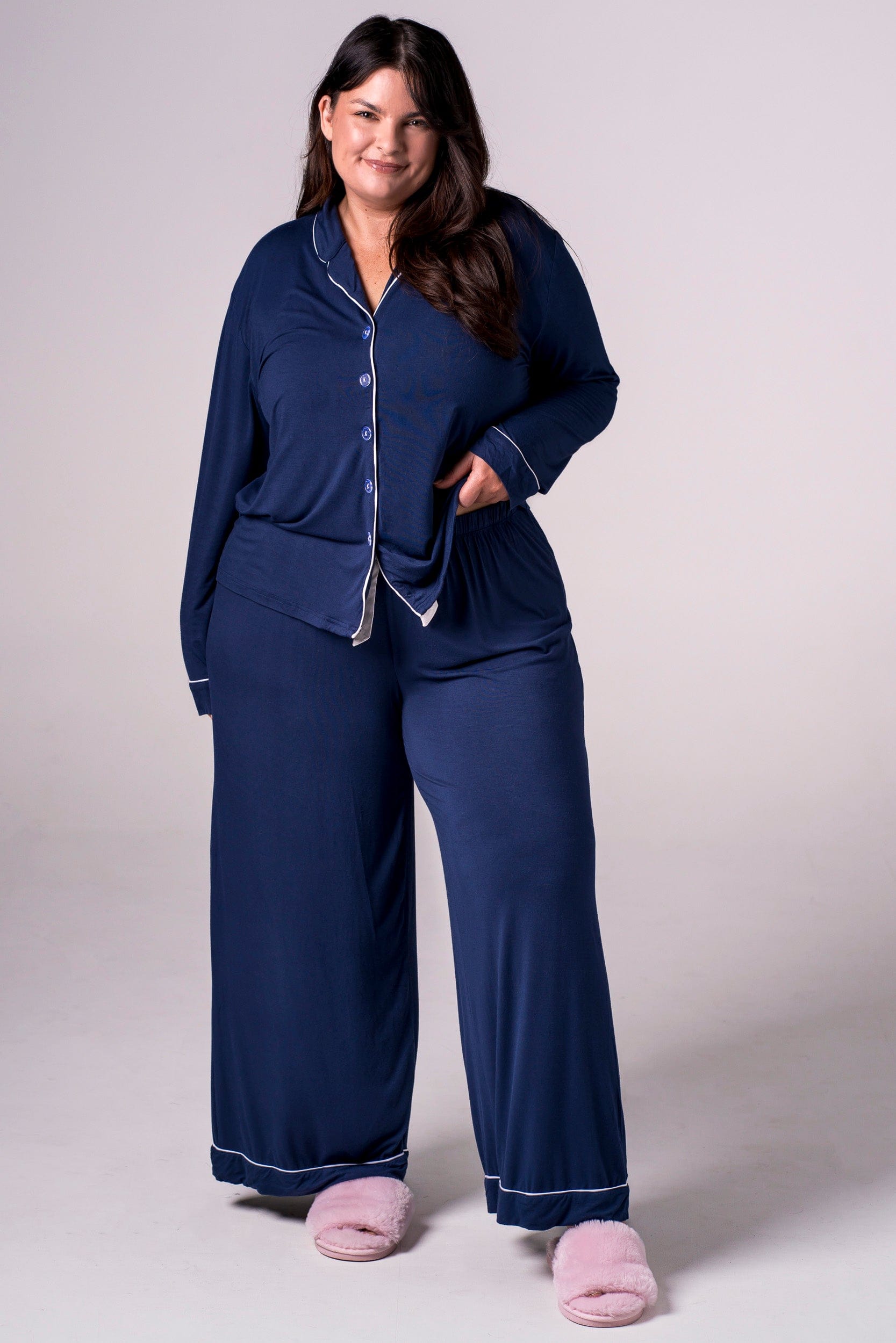 Navy Bamboo Pyjama Long Set