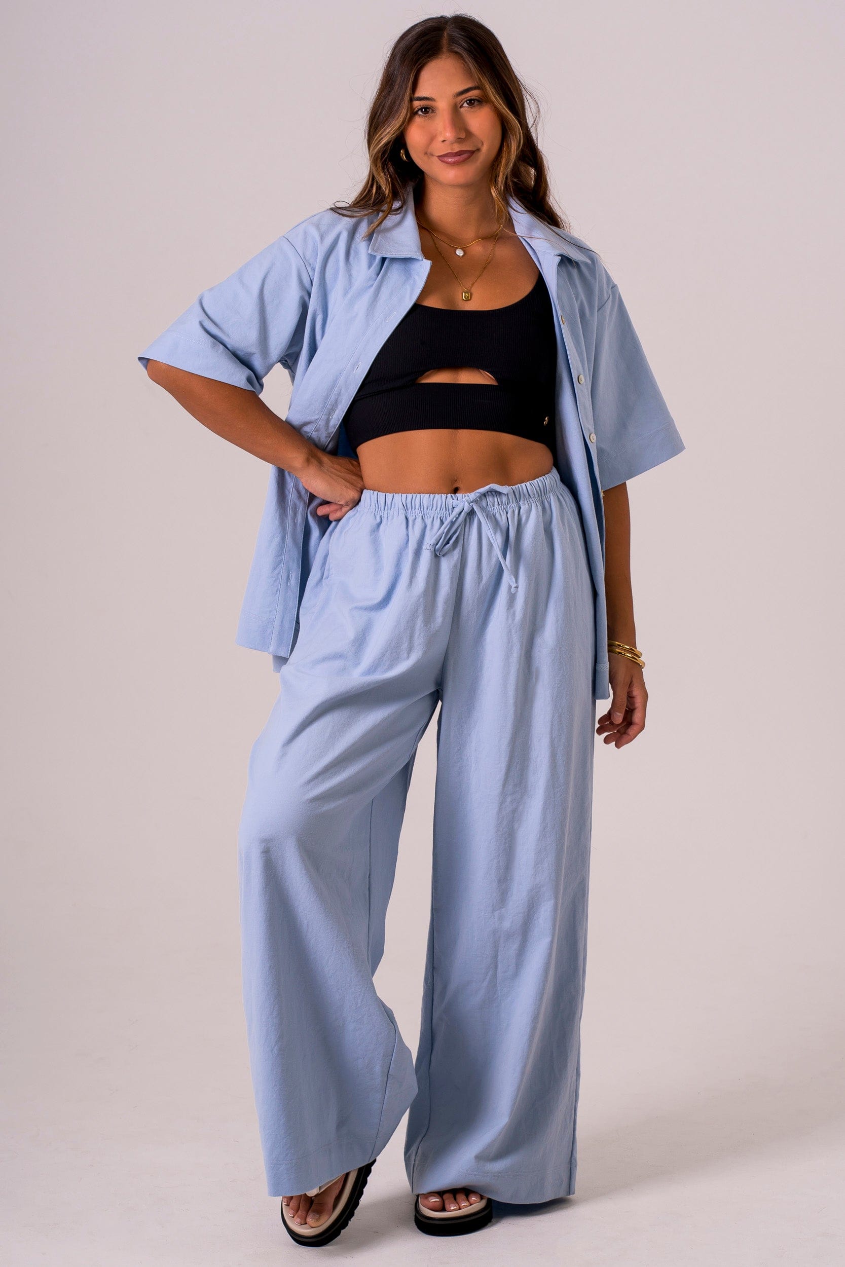 Sky Linen Blend Pants