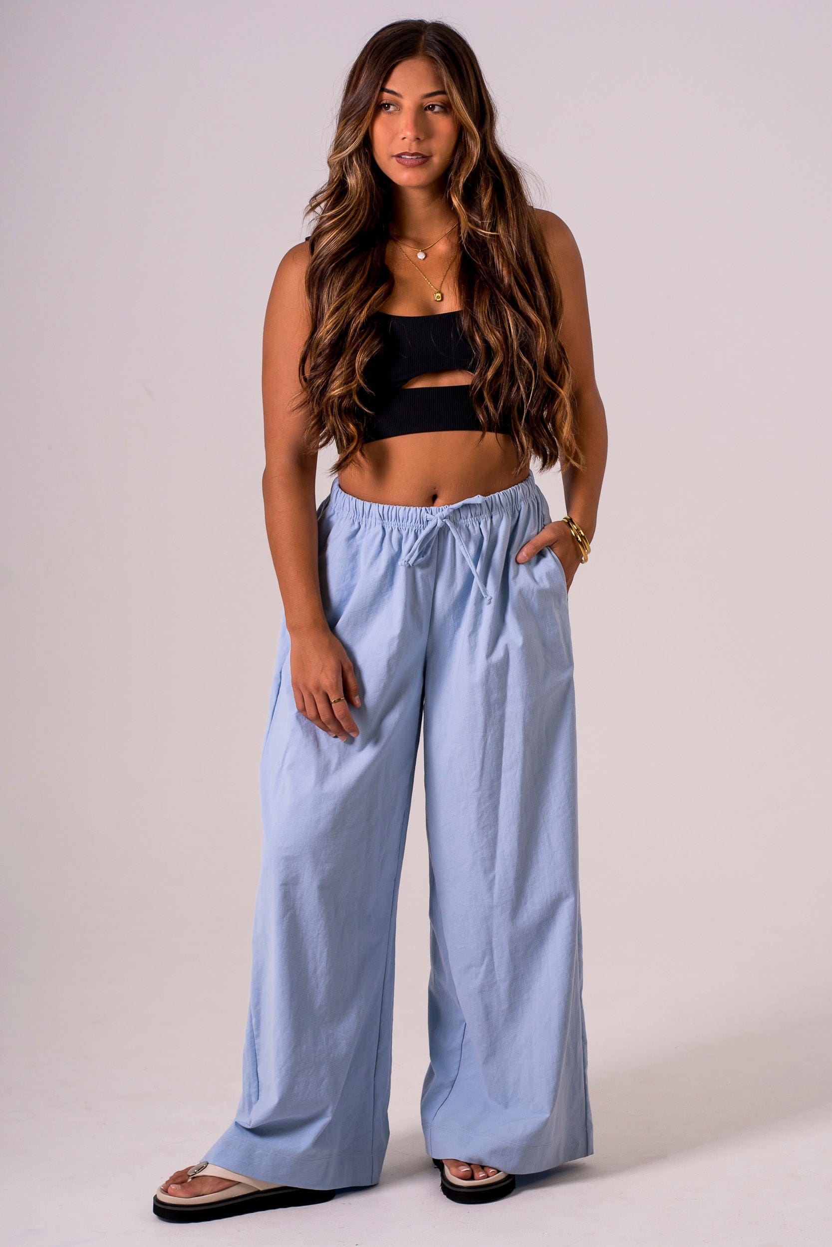 Sky Linen Blend Pants