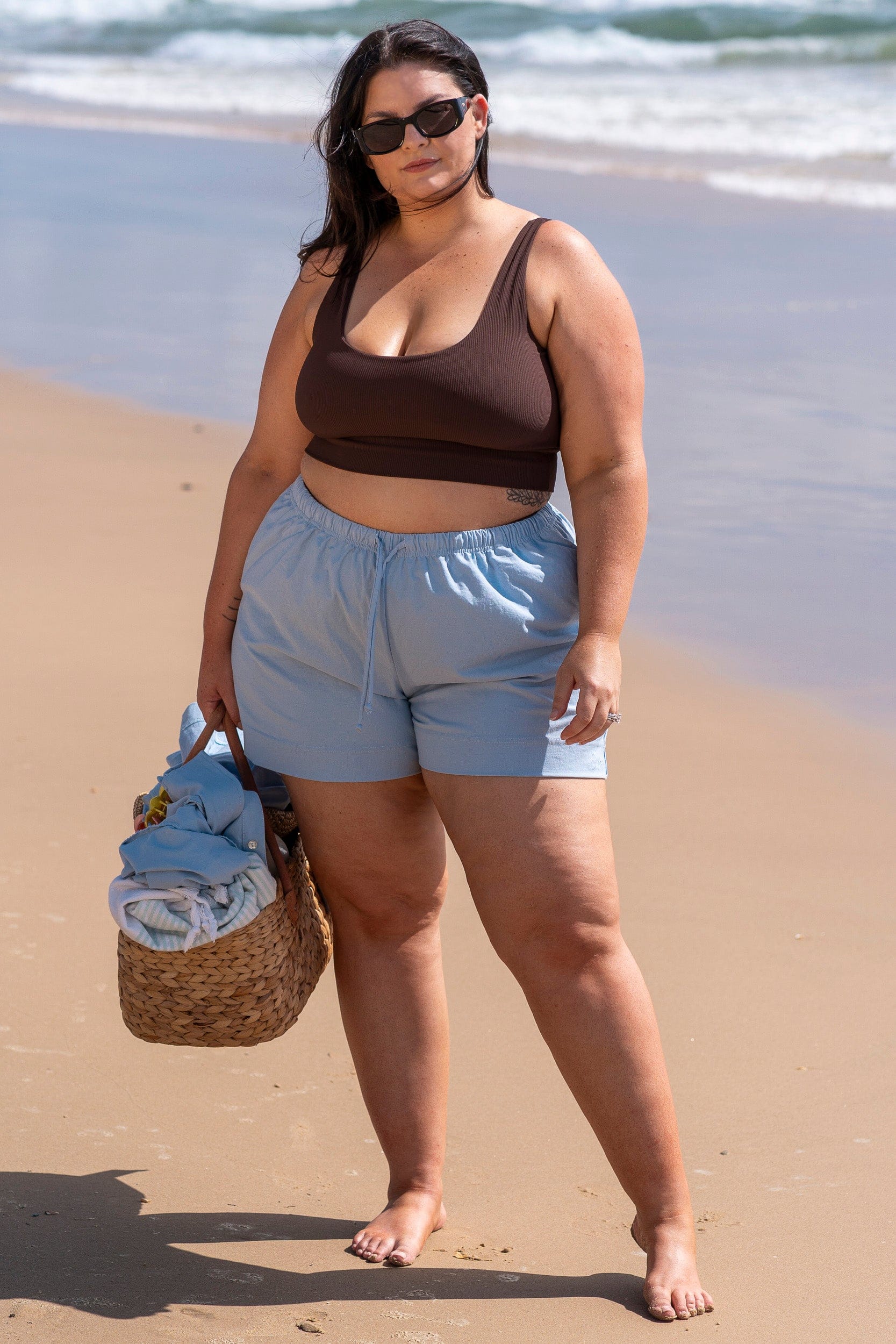 Sky Linen Blend Shorts
