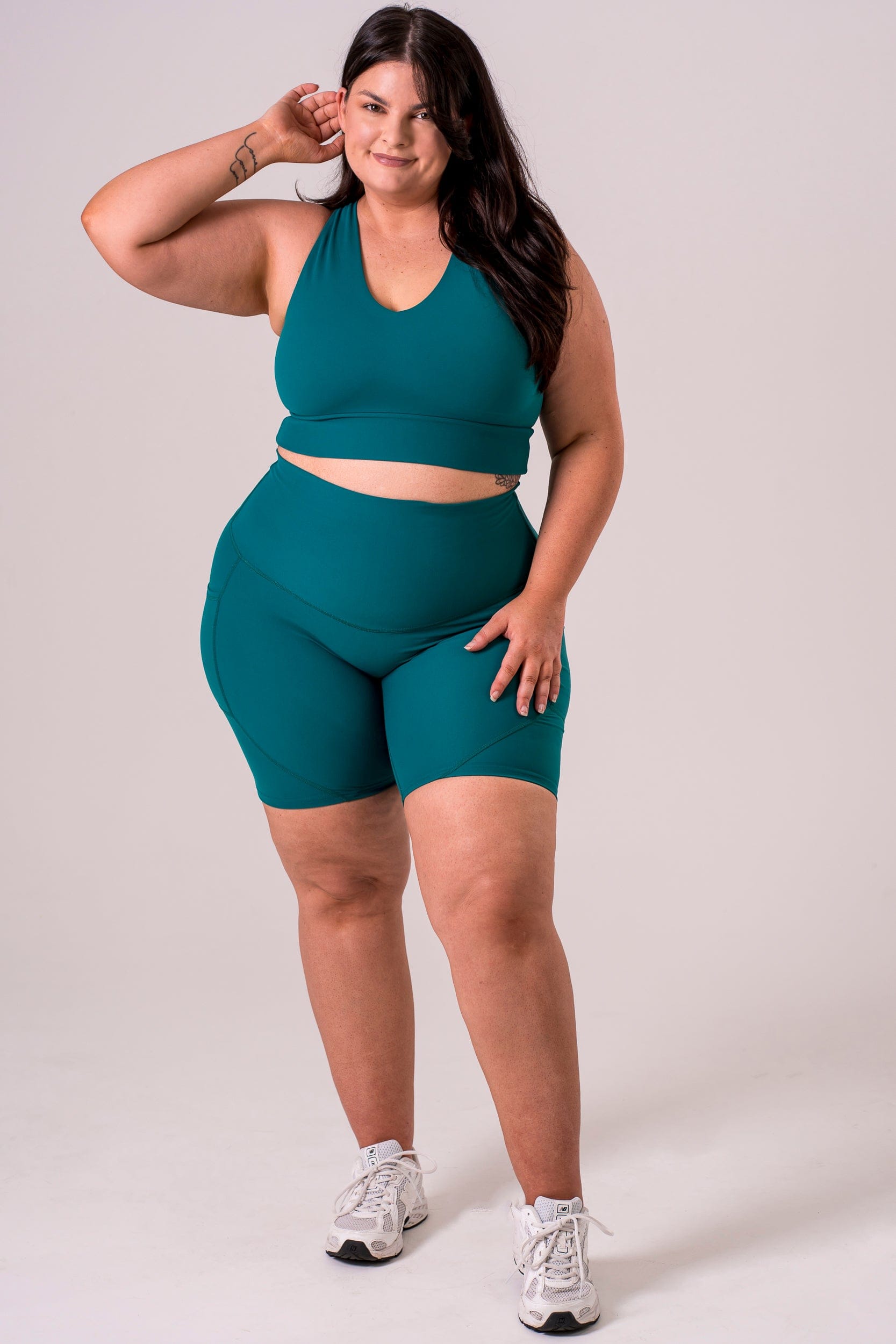 Teal Dynamic High Waisted Pocket Shaper Booty Shorts