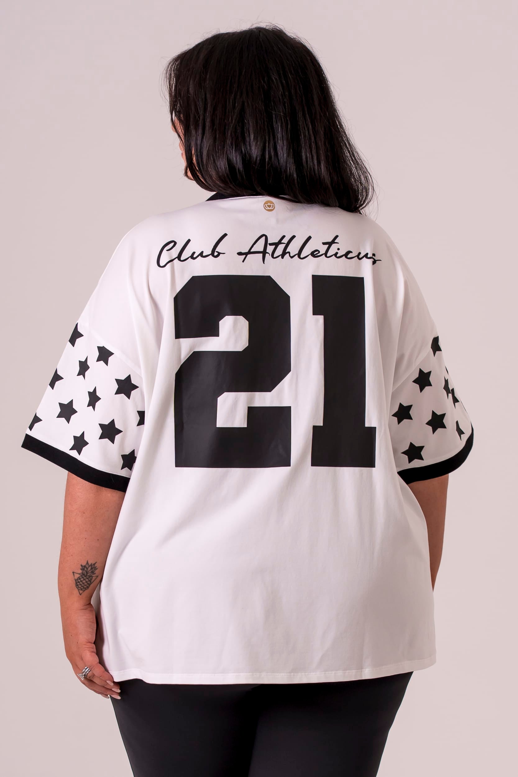 White Duo Club V Neck Oversized T-Shirt