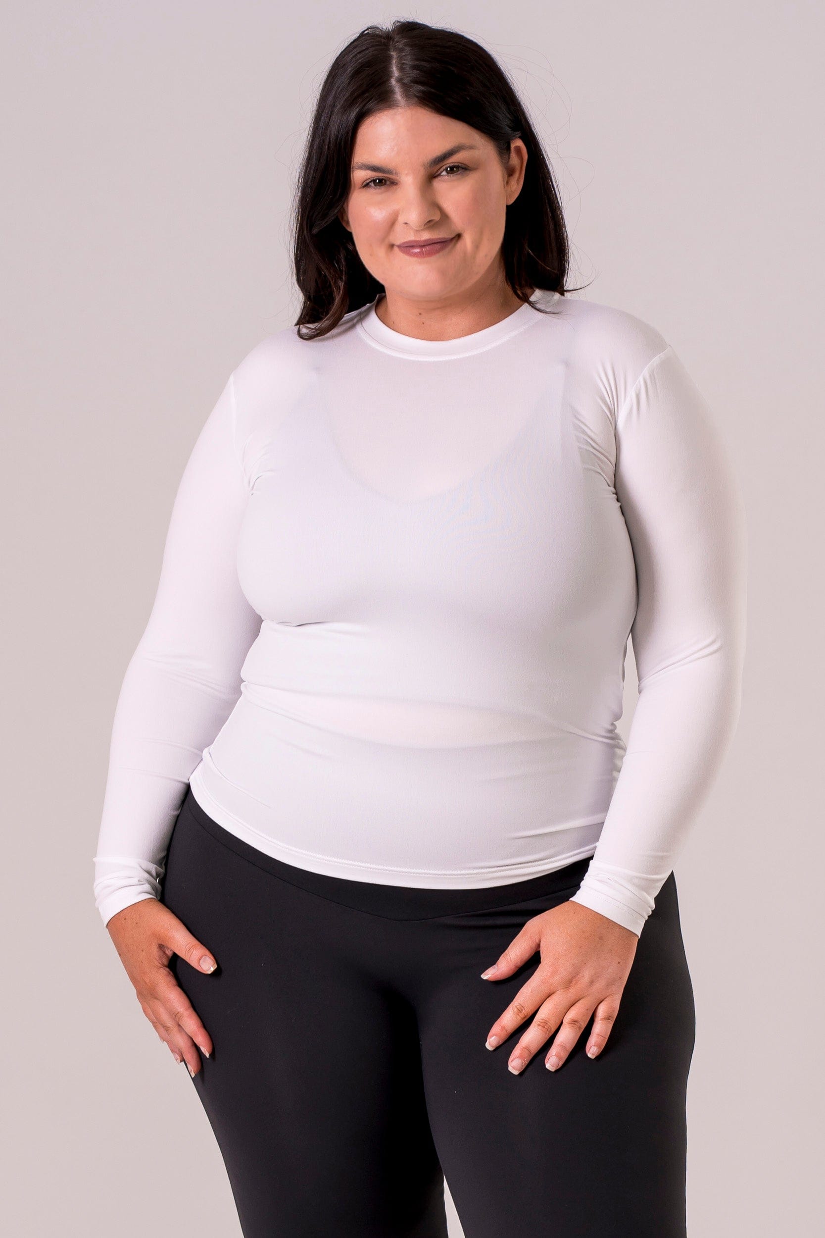 White Fitted Long Sleeve Tee