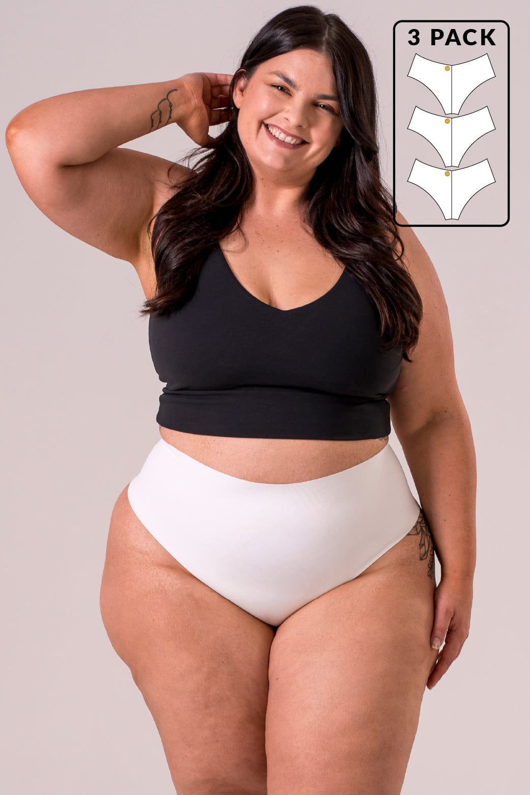 White Luxe High Waisted Underwear 3 Pack