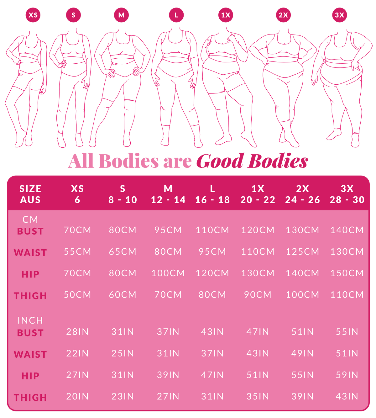 Sizing Chart — Tops & Bottoms