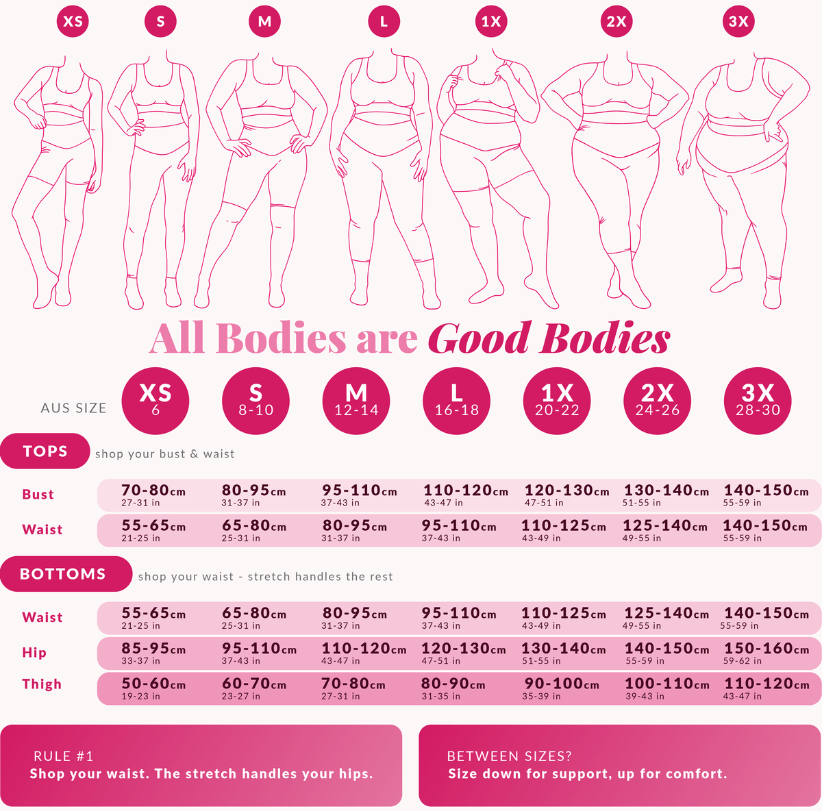 Sizing Chart — Tops & Bottoms