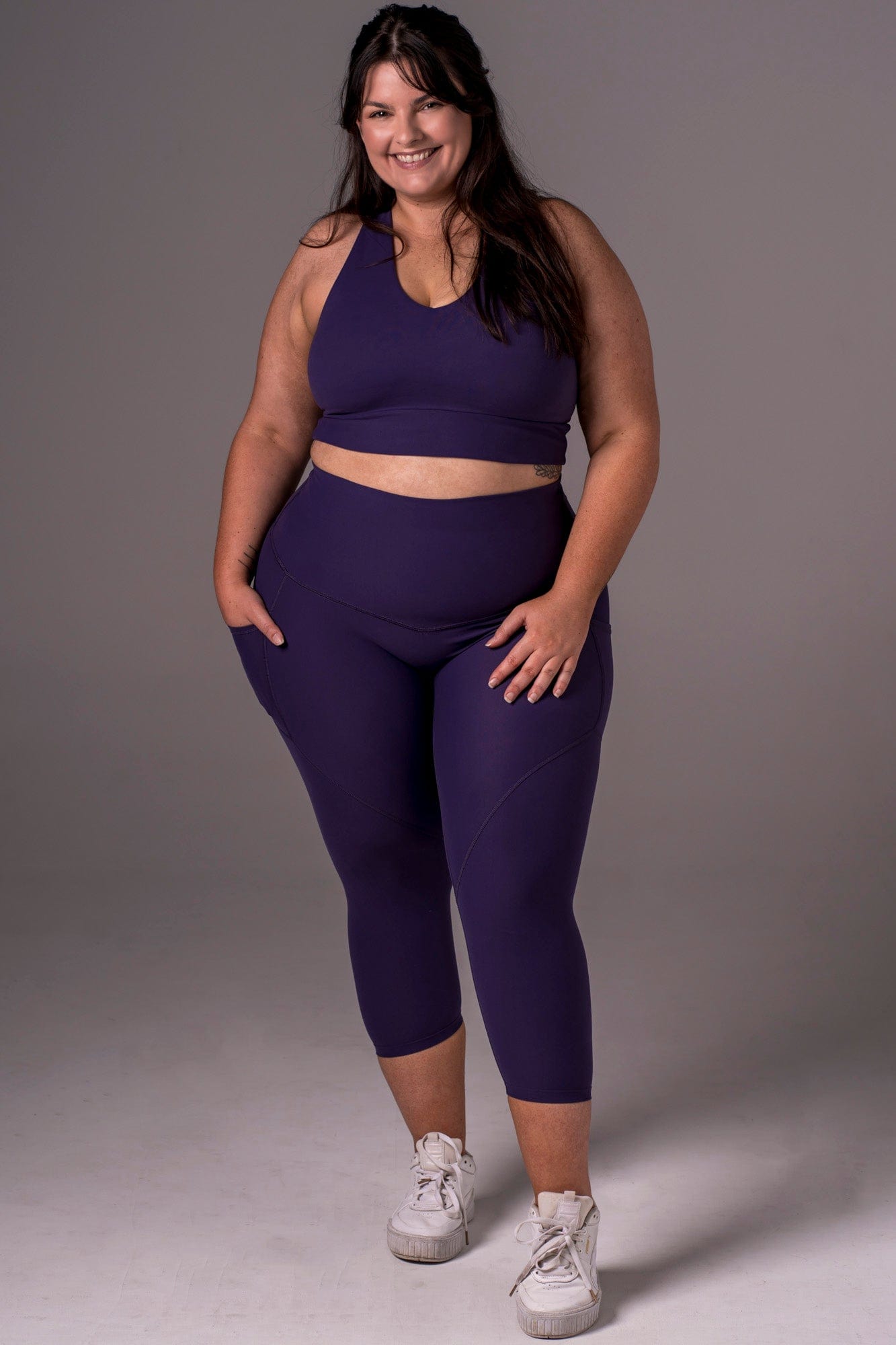 Amethyst Dynamic High Waisted Pocket Shaper Capri Leggings