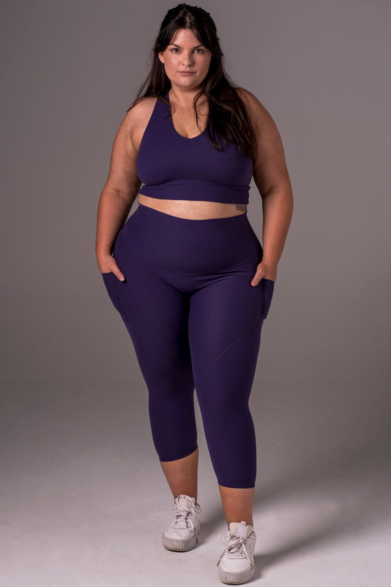 Amethyst Dynamic High Waisted Pocket Shaper Capri Leggings