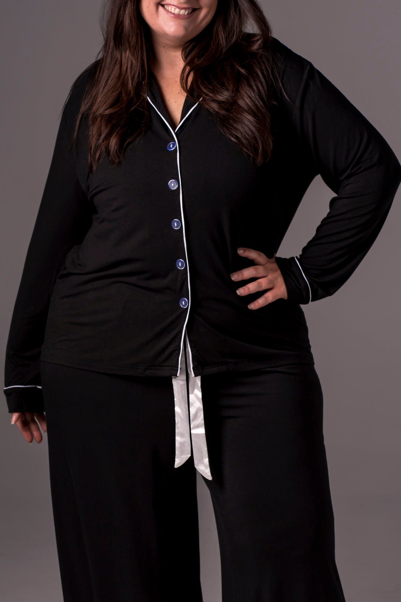 Black Bamboo Pyjama Long Set