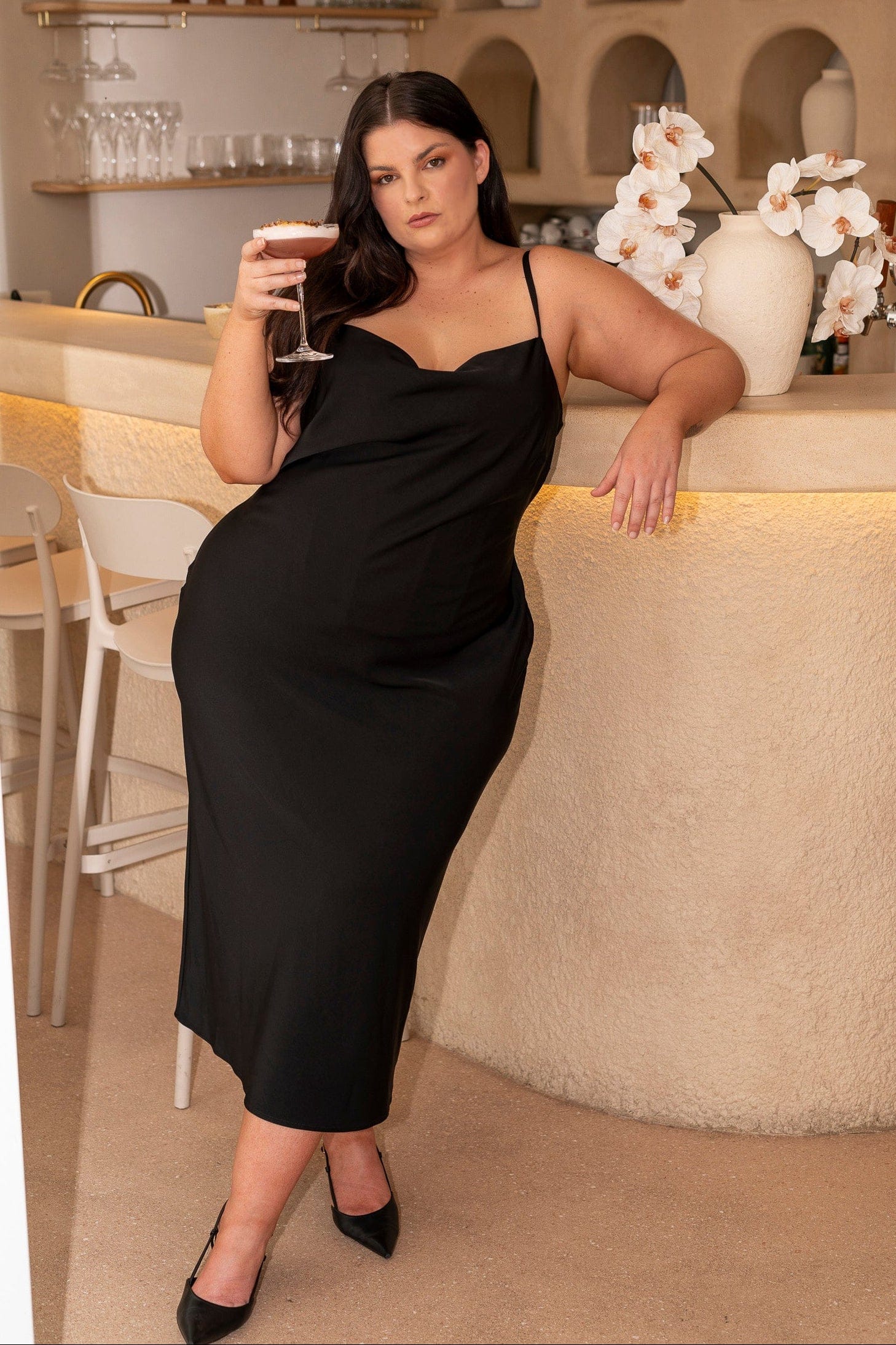 Black Cowl Neck Dress