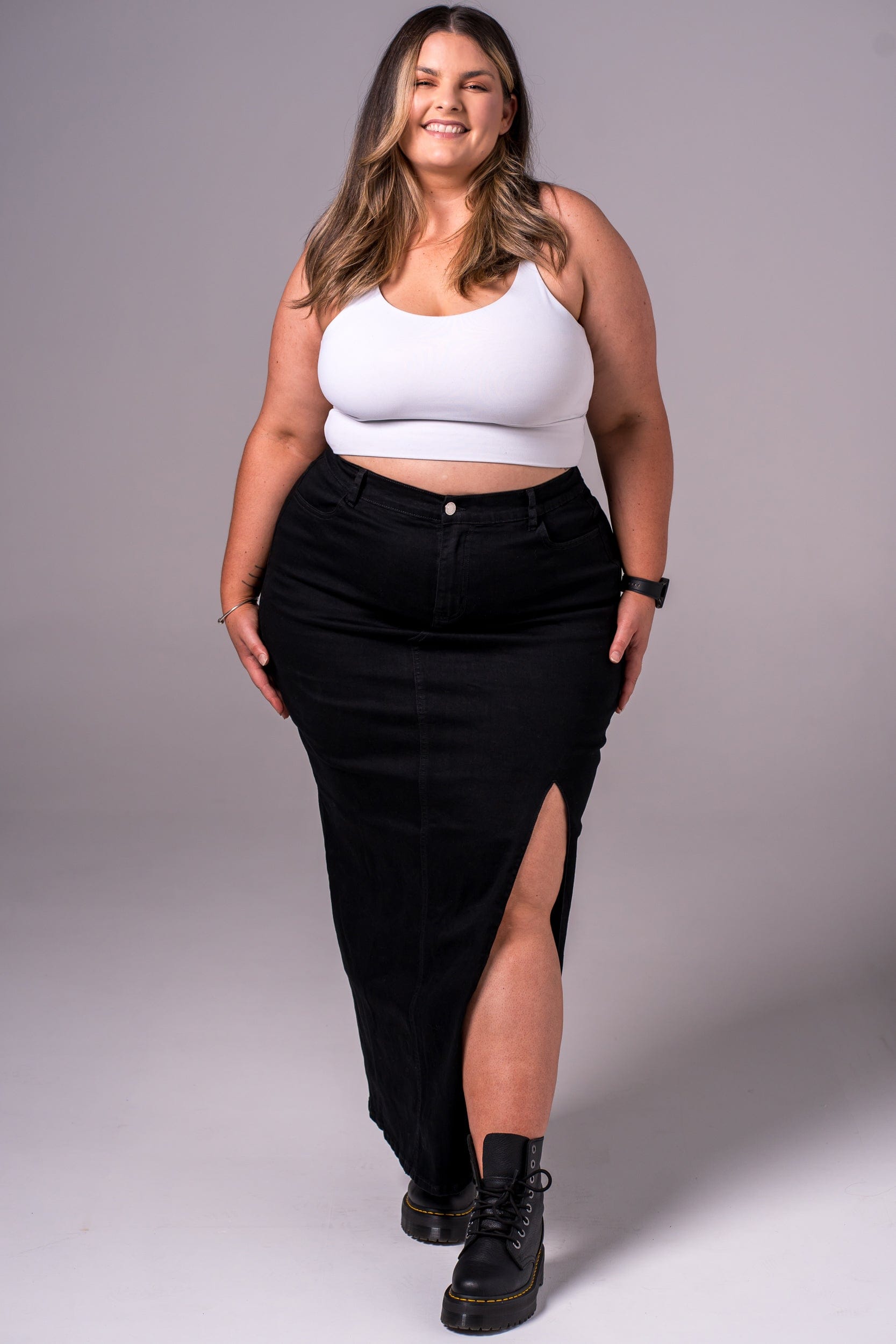 Black Denim Skirt - Maxi