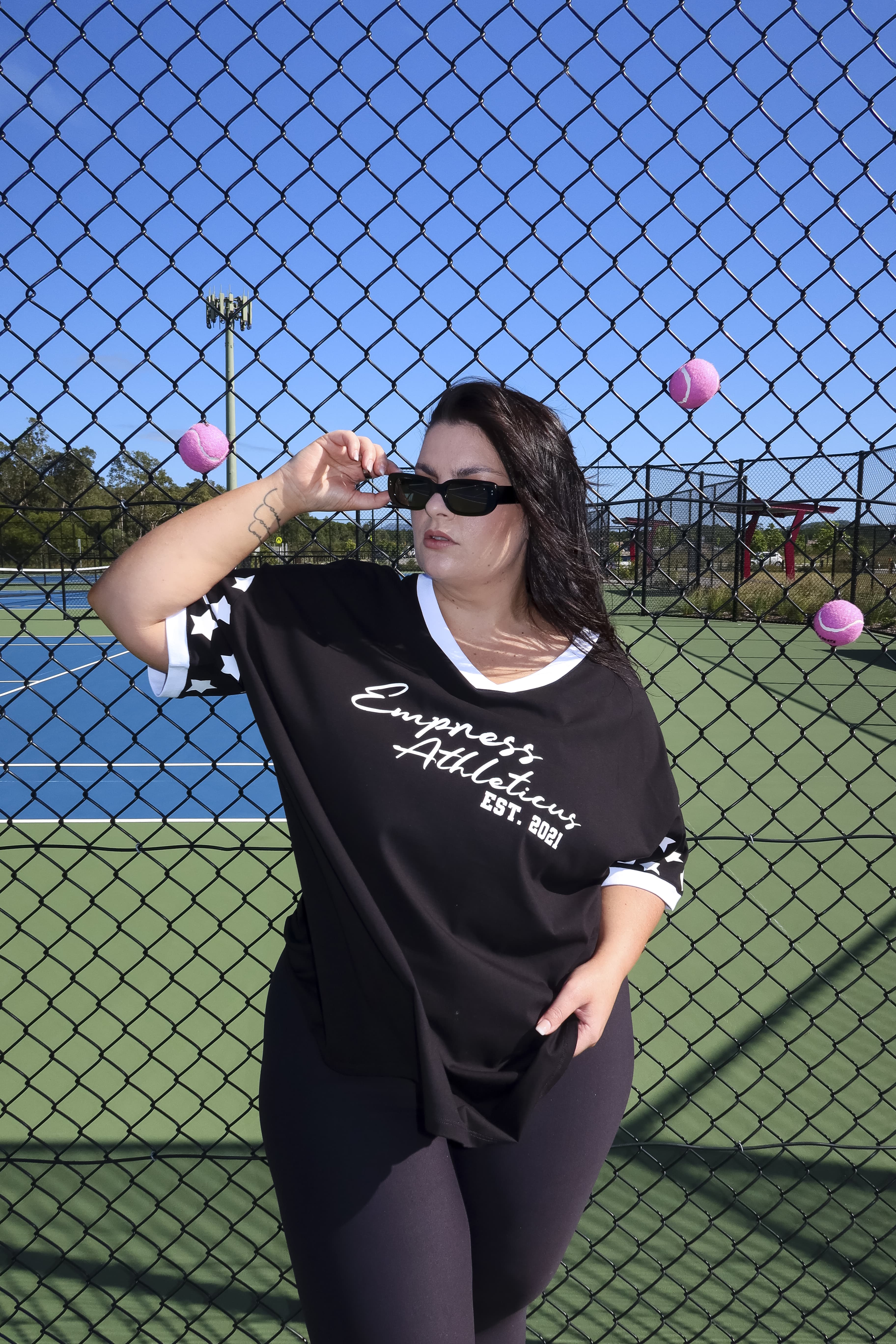 Black Duo Club V Neck Oversized T-Shirt