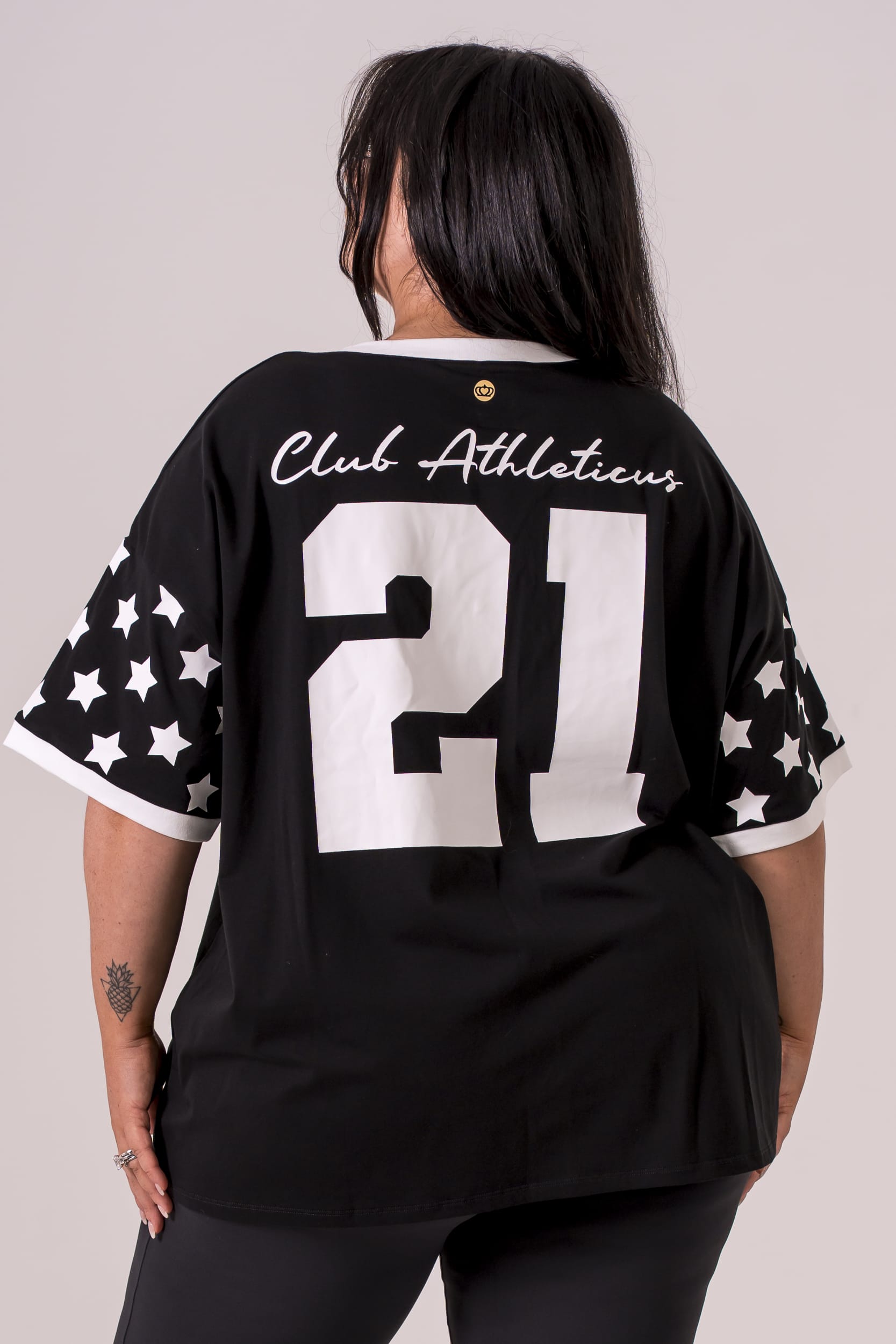 Black Duo Club V Neck Oversized T-Shirt
