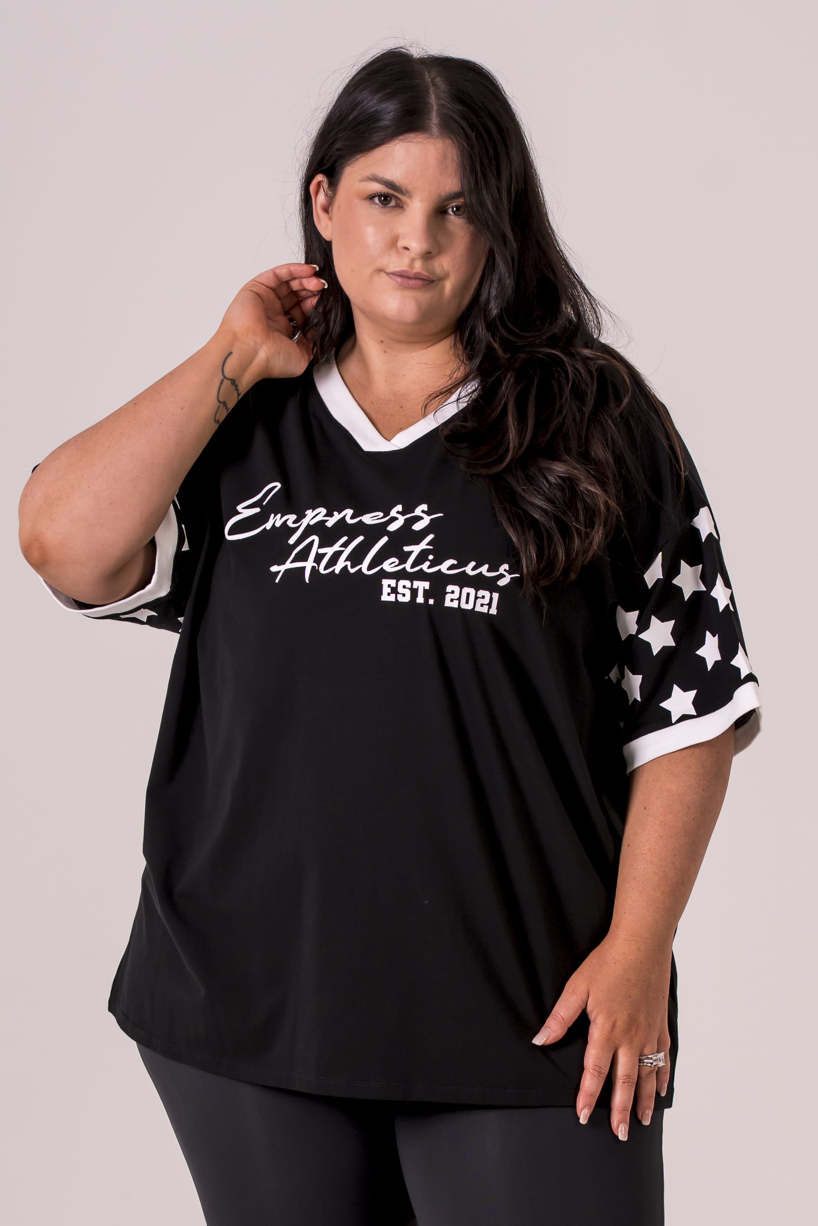 Black Duo Club V Neck Oversized T-Shirt