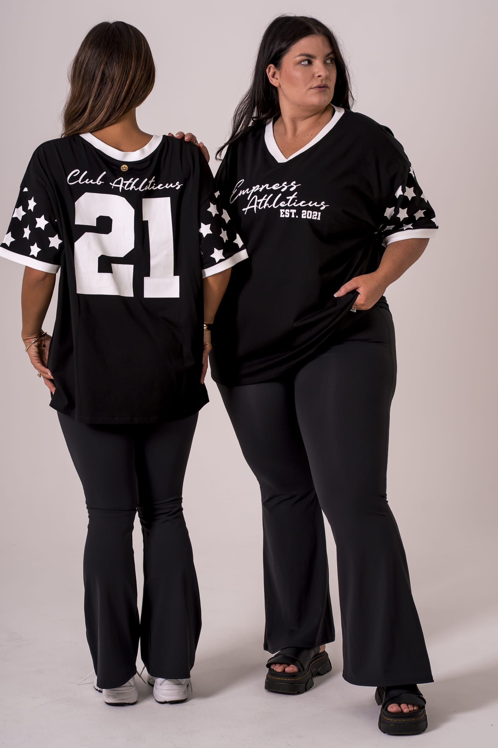 Black Duo Club V Neck Oversized T-Shirt