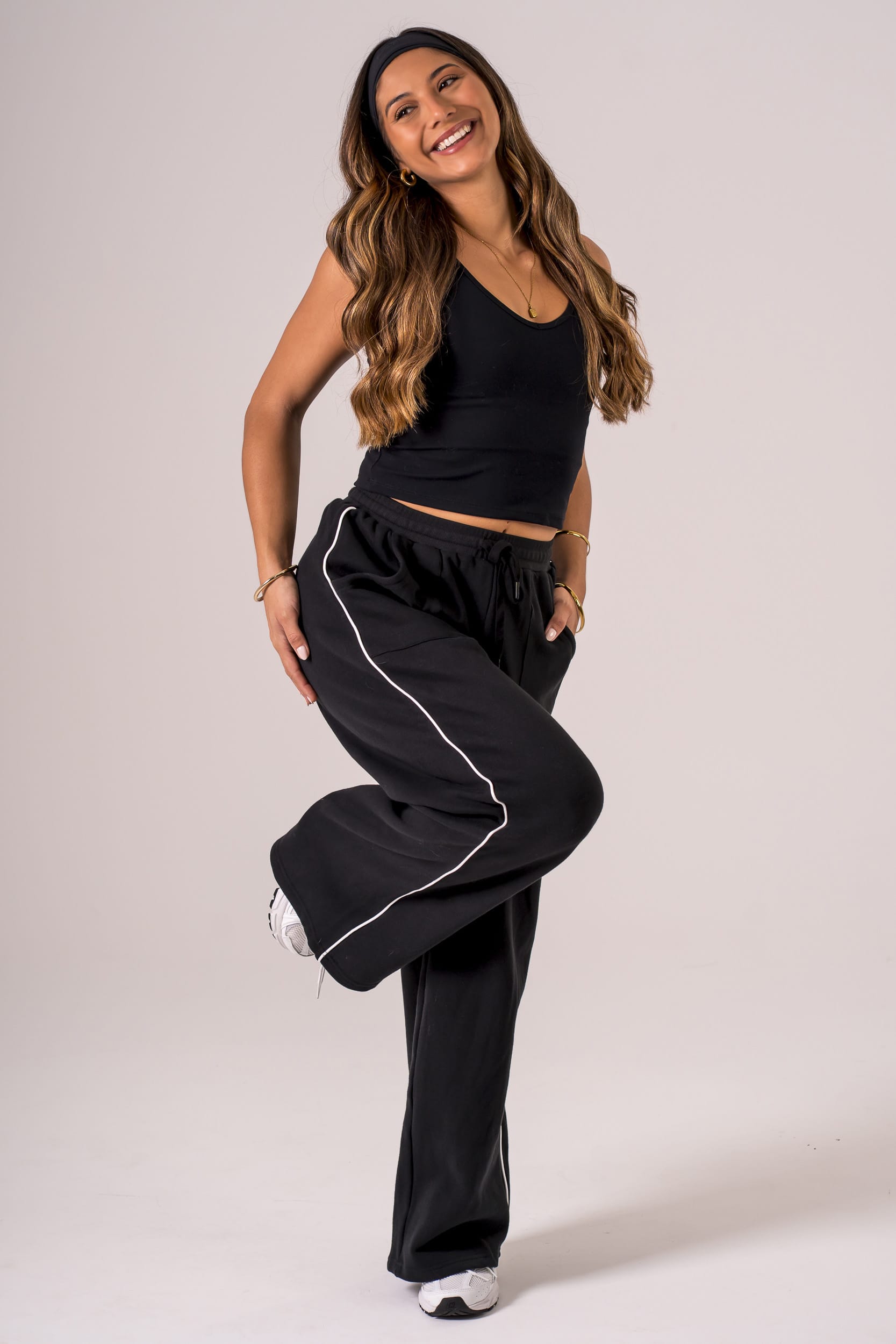 Black Duo Wide Leg Lounge Pants
