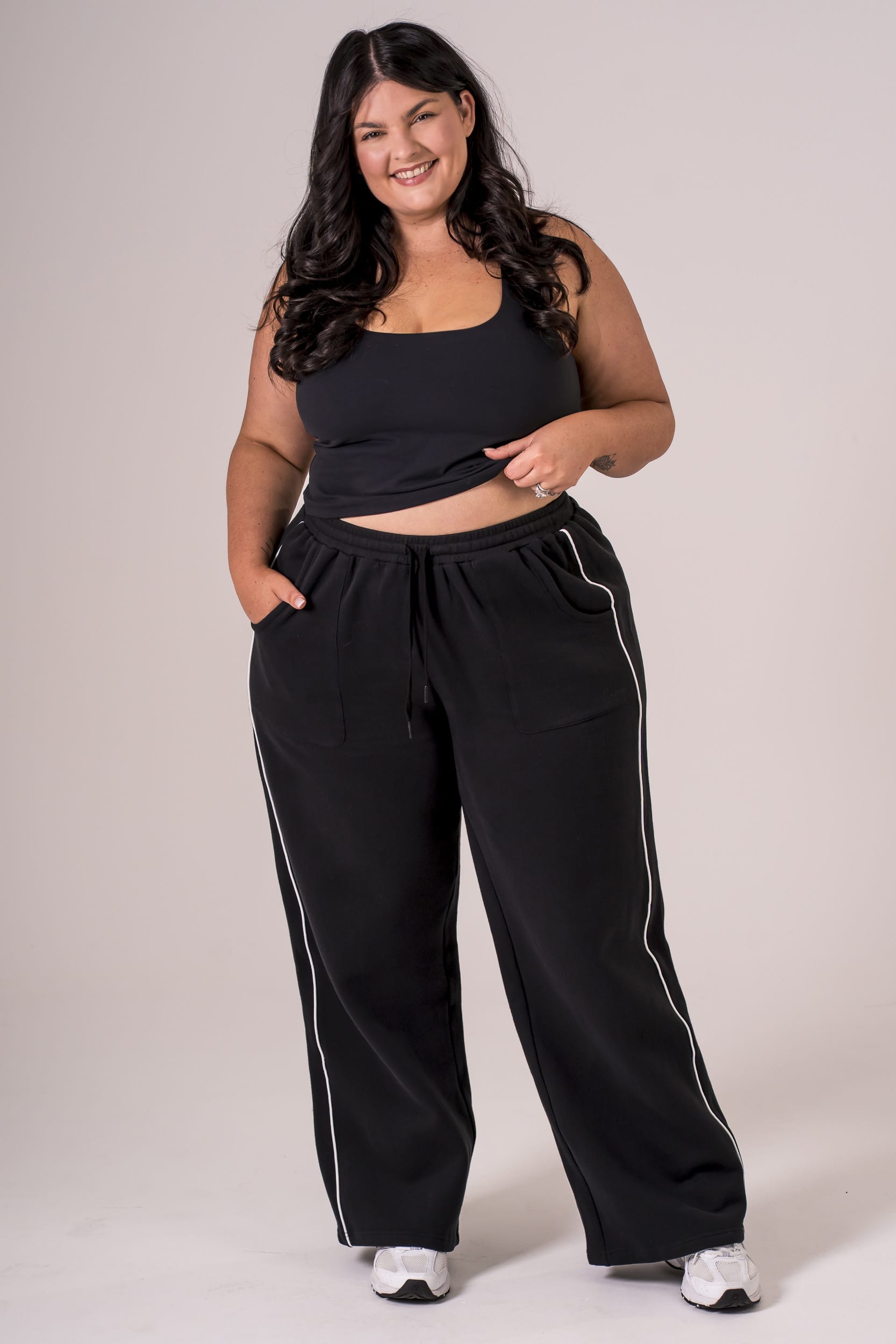 Black Duo Wide Leg Lounge Pants