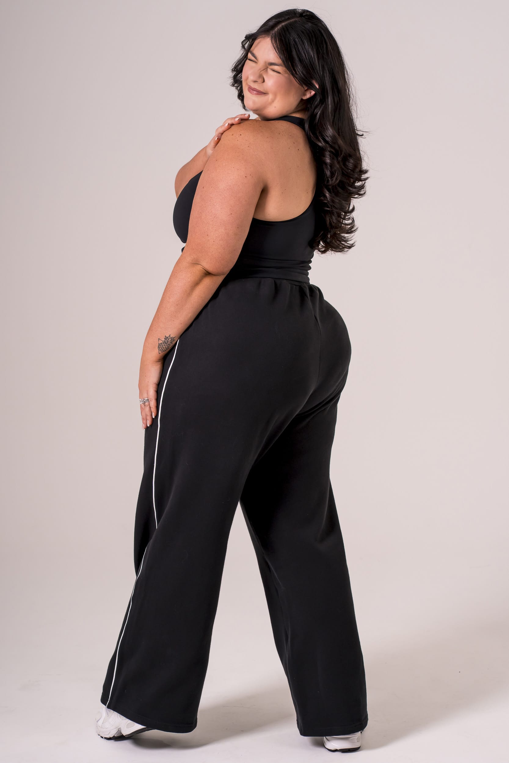 Black Duo Wide Leg Lounge Pants