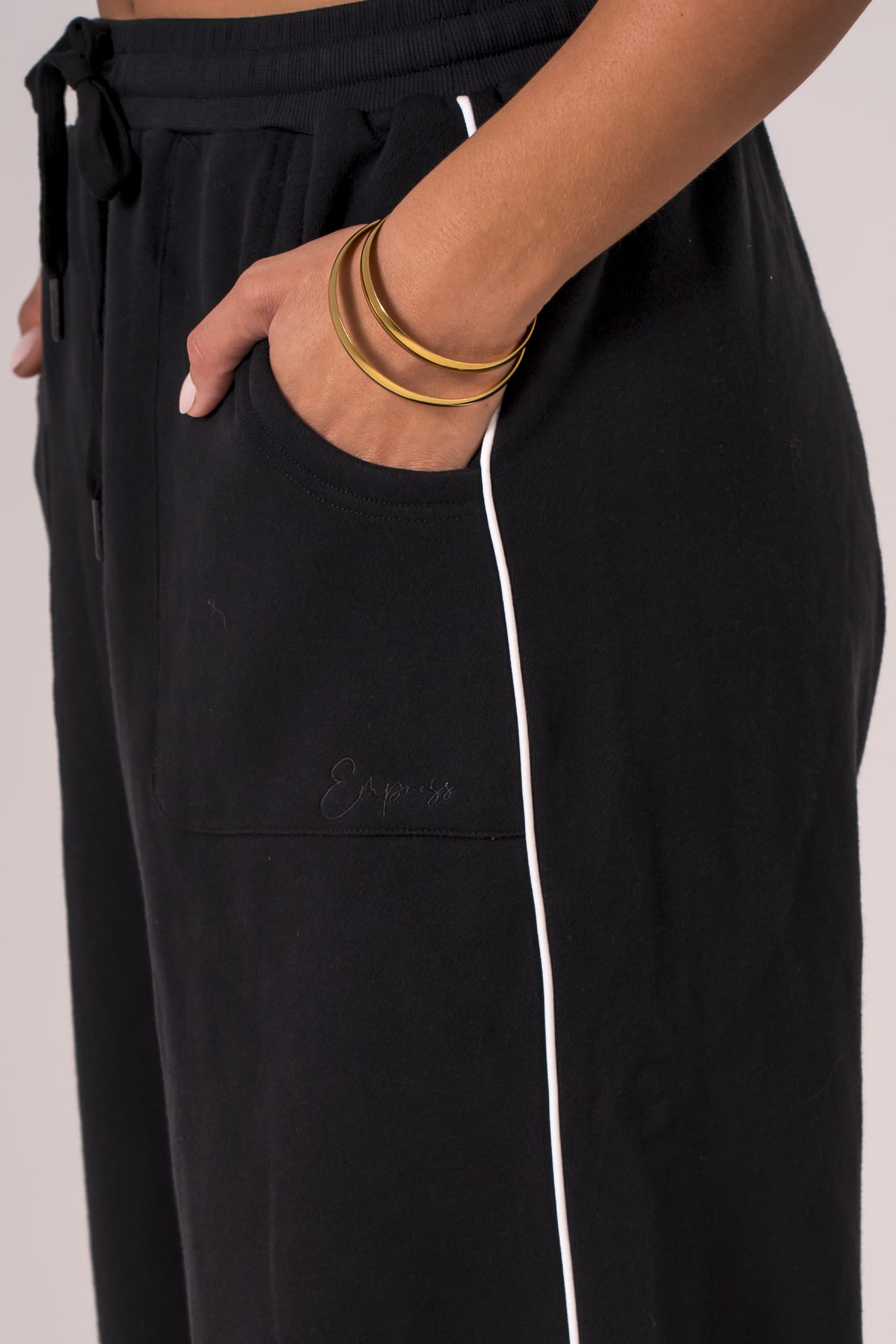 Black Duo Wide Leg Lounge Pants