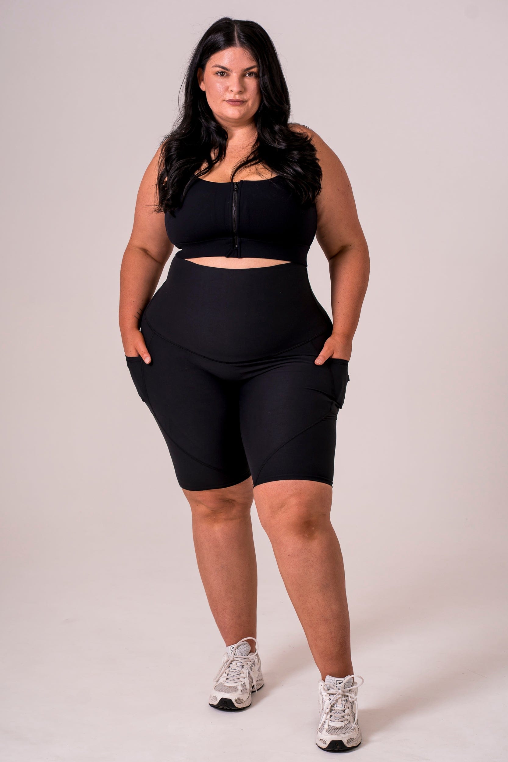 Black Dynamic Extra High Waisted Pocket Shaper Bike Shorts